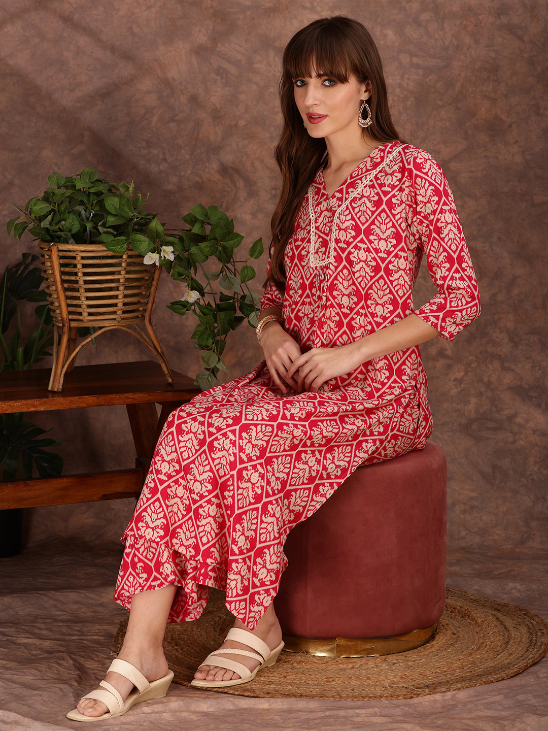 Ethnic Motifs Printed Lace detailing Kurta and Palazzo
