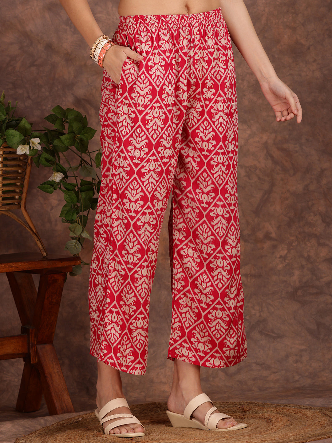 Ethnic Motifs Printed Lace detailing Kurta and Palazzo