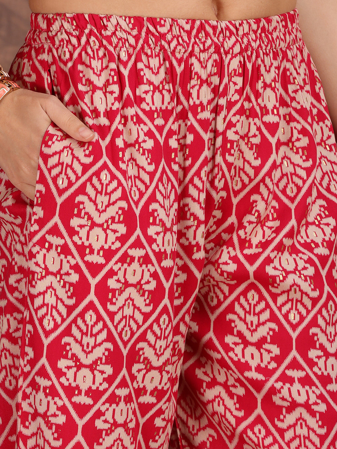 Ethnic Motifs Printed Lace detailing Kurta and Palazzo