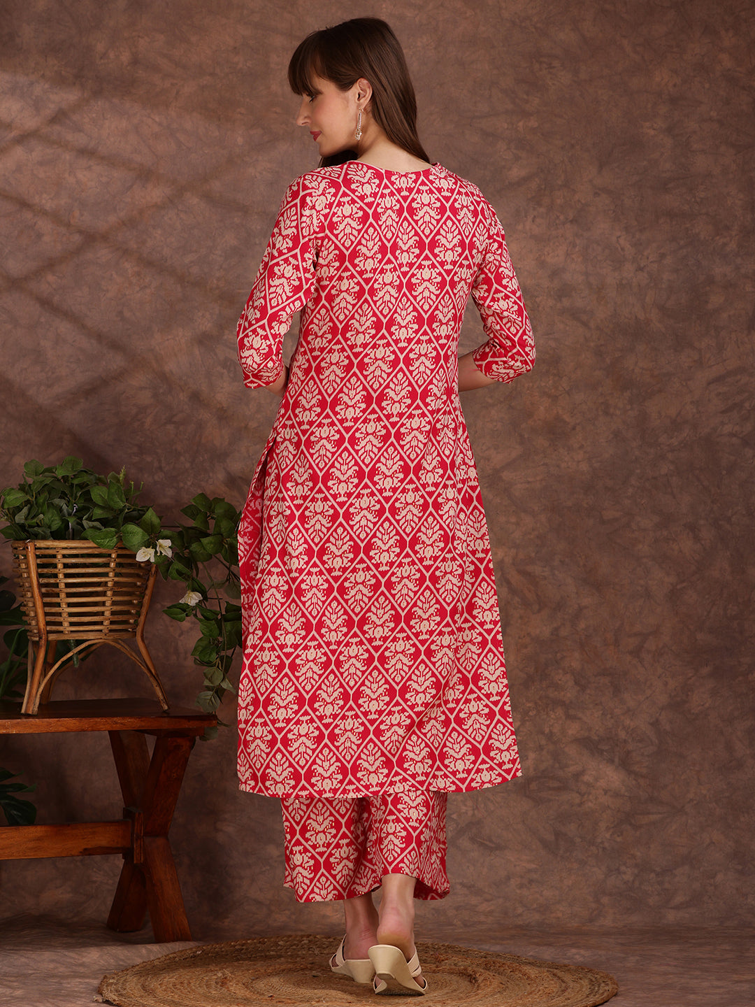 Ethnic Motifs Printed Lace detailing Kurta and Palazzo