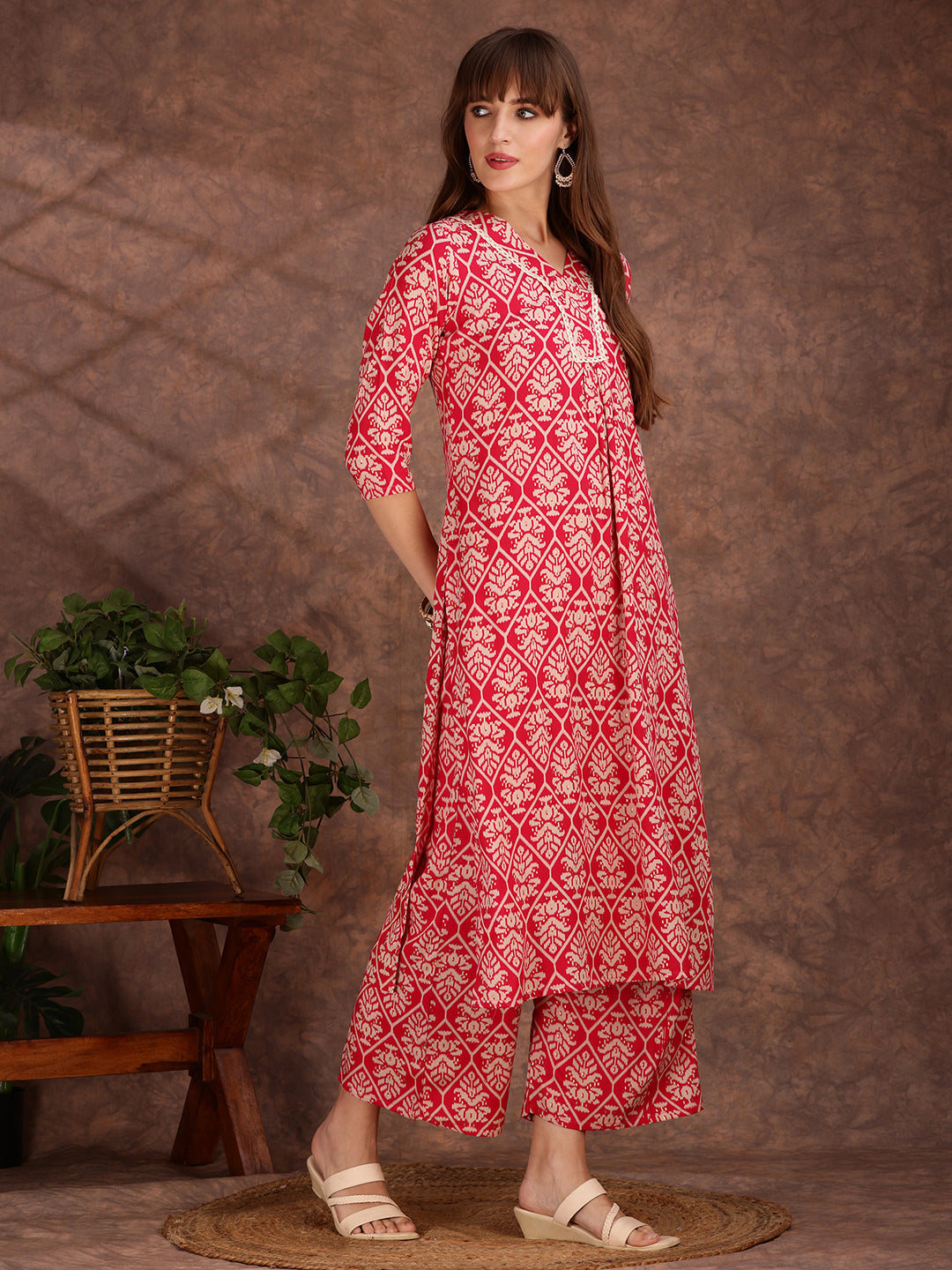 Ethnic Motifs Printed Lace detailing Kurta and Palazzo