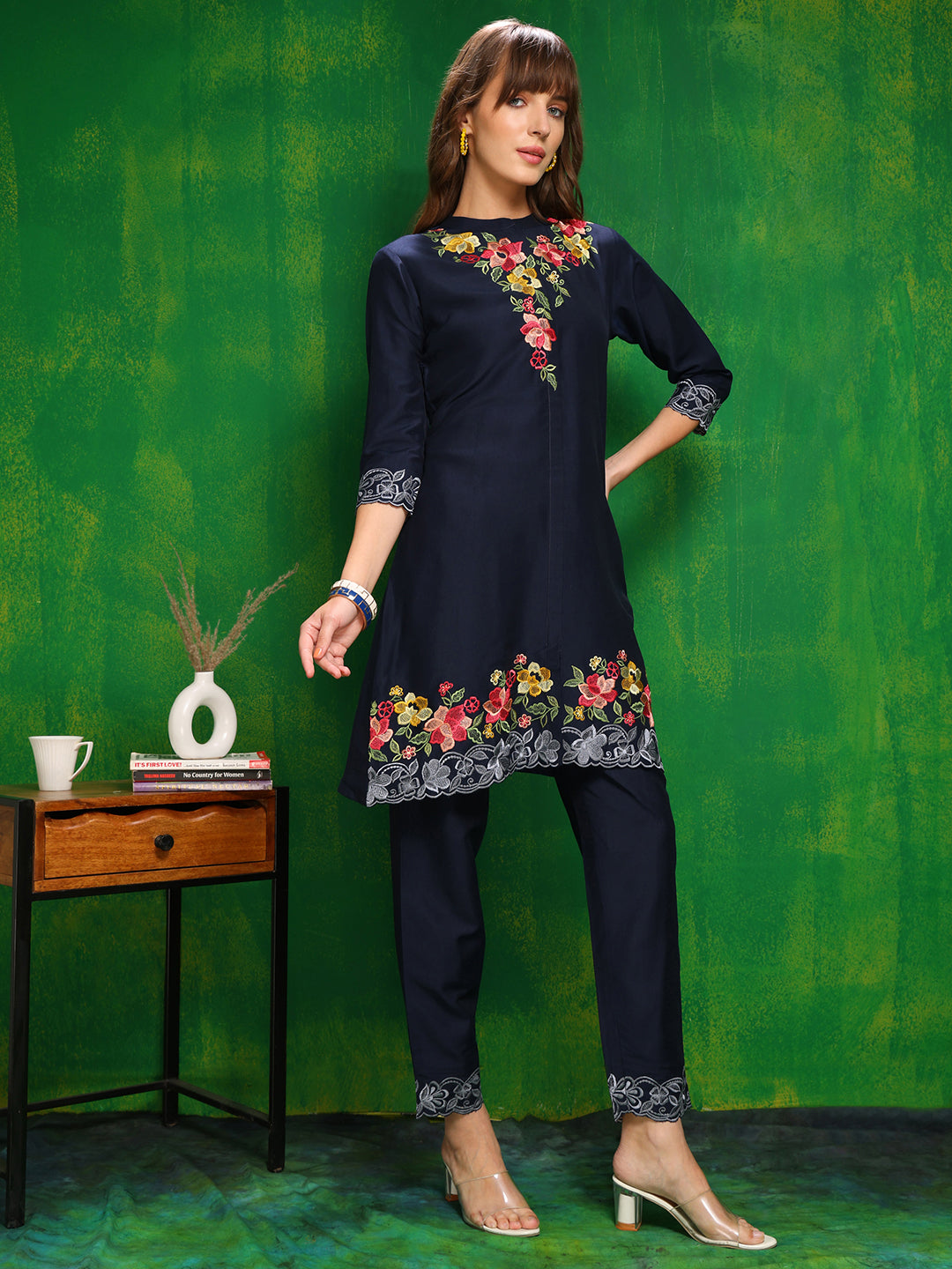 Placement Embroidered Co ords set