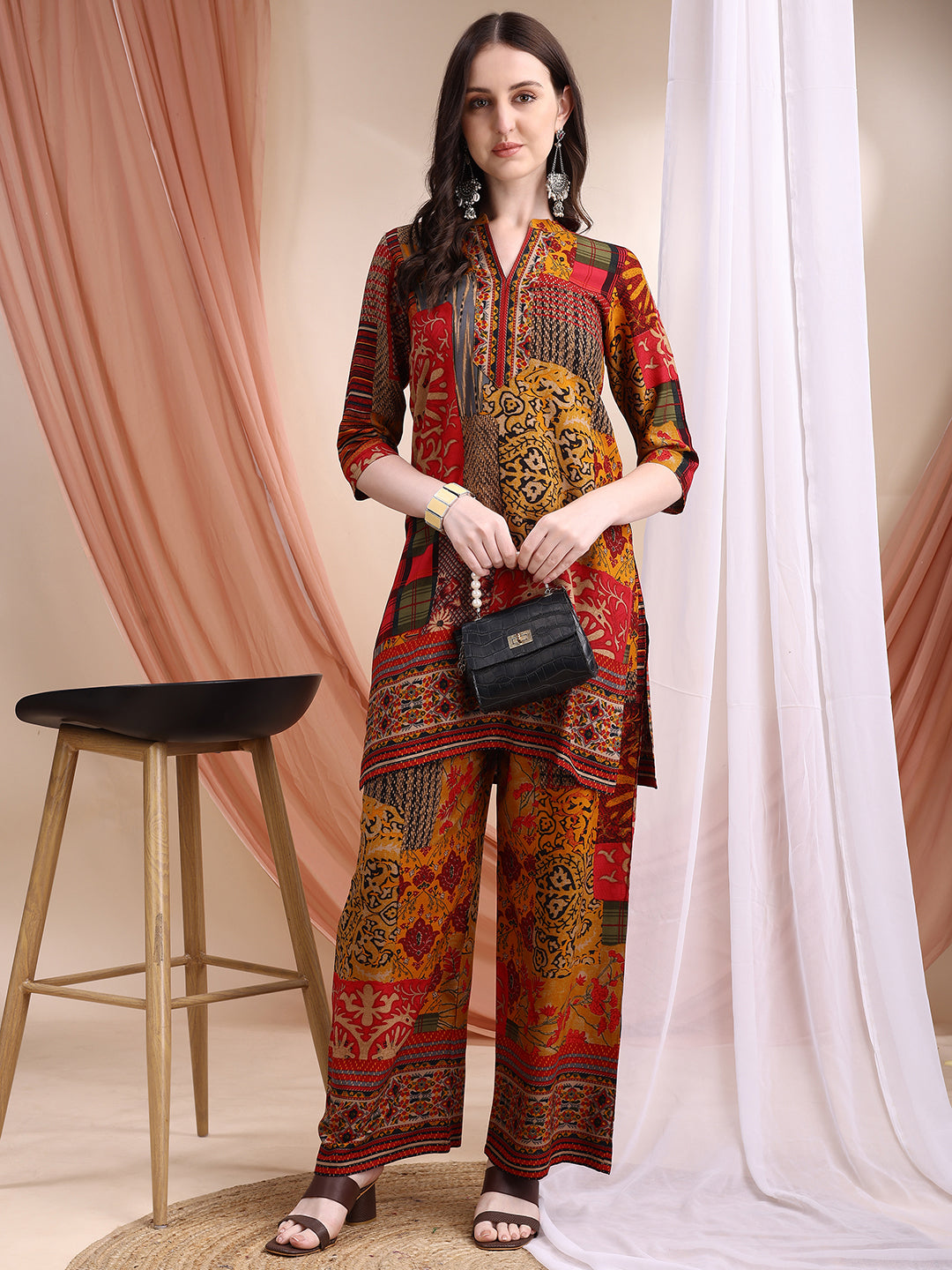 Intricate Floral and Paisley Motifs Co-ords