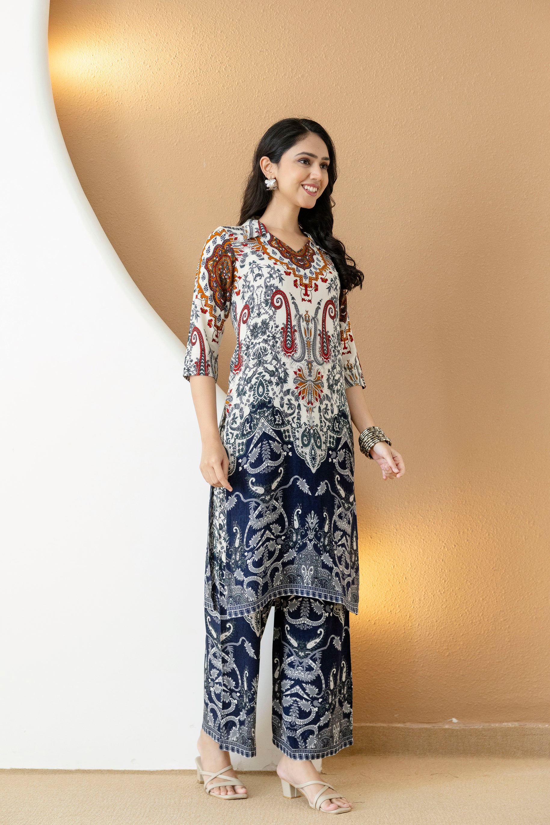 Paisley and ethnic motif printed Kurta with Palazzo
