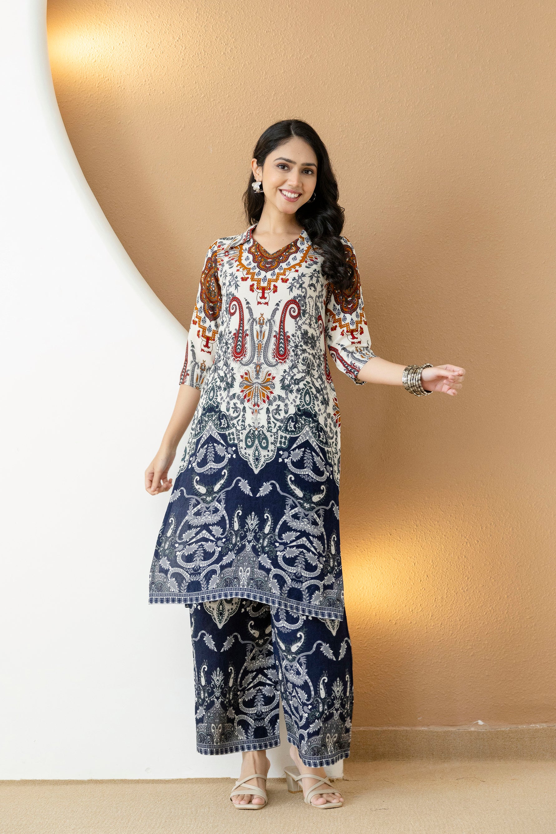 Paisley and ethnic motif printed Kurta with Palazzo