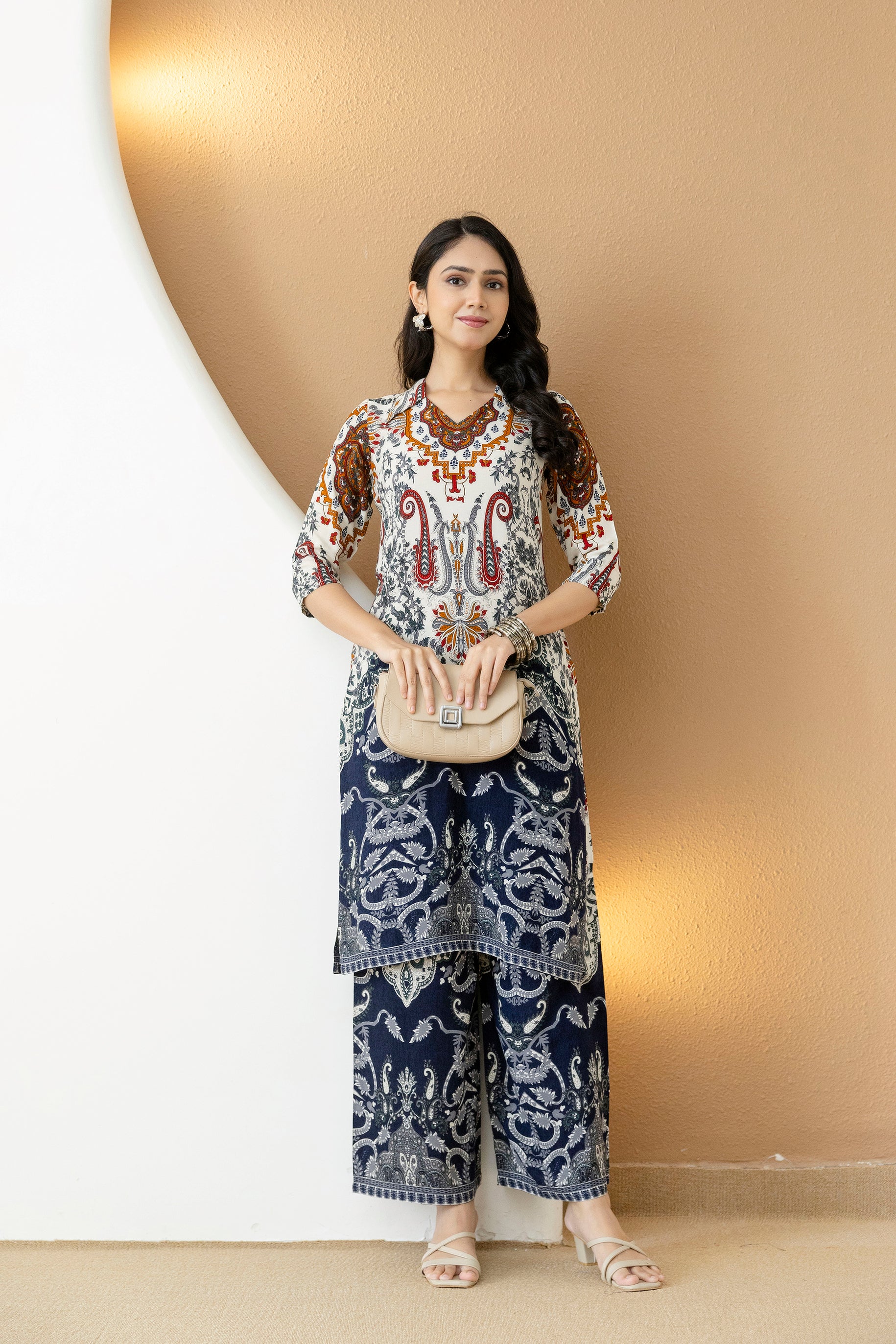 Paisley and ethnic motif printed Kurta with Palazzo