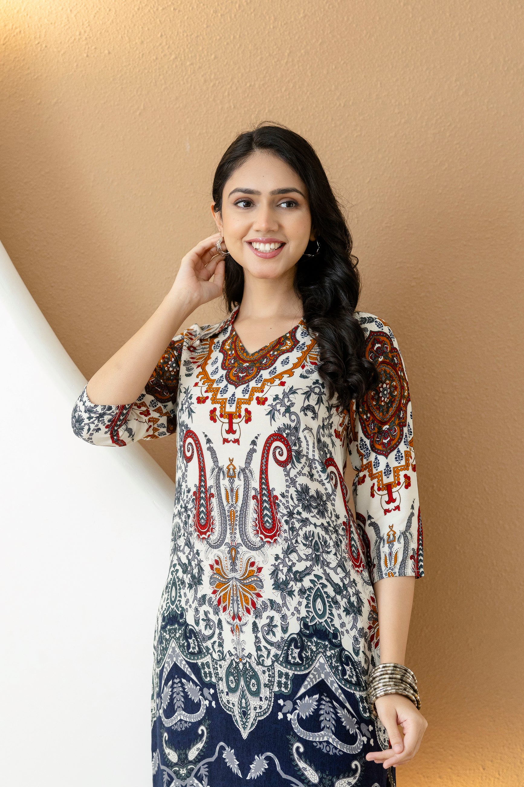 Paisley and ethnic motif printed Kurta with Palazzo