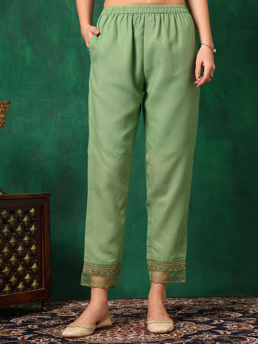 Embroidered Chikankari Kurta with Pant & Printed Dupatta