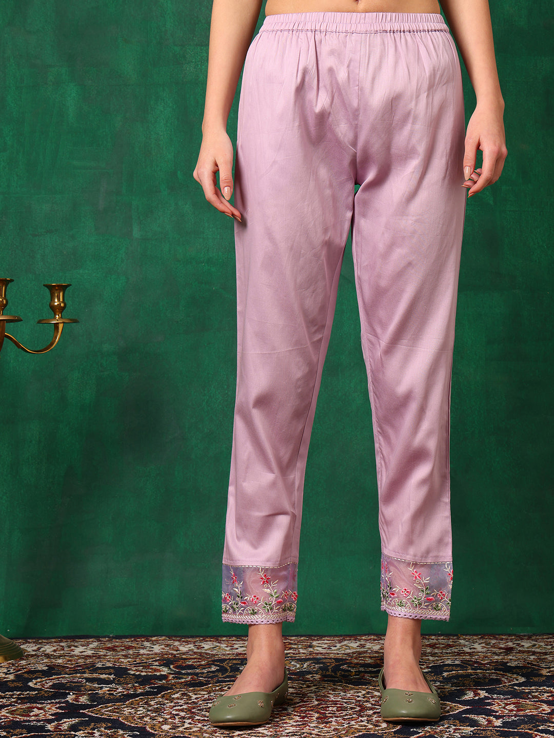 Embroidered Chikankari Kurta with Pant & Dupatta