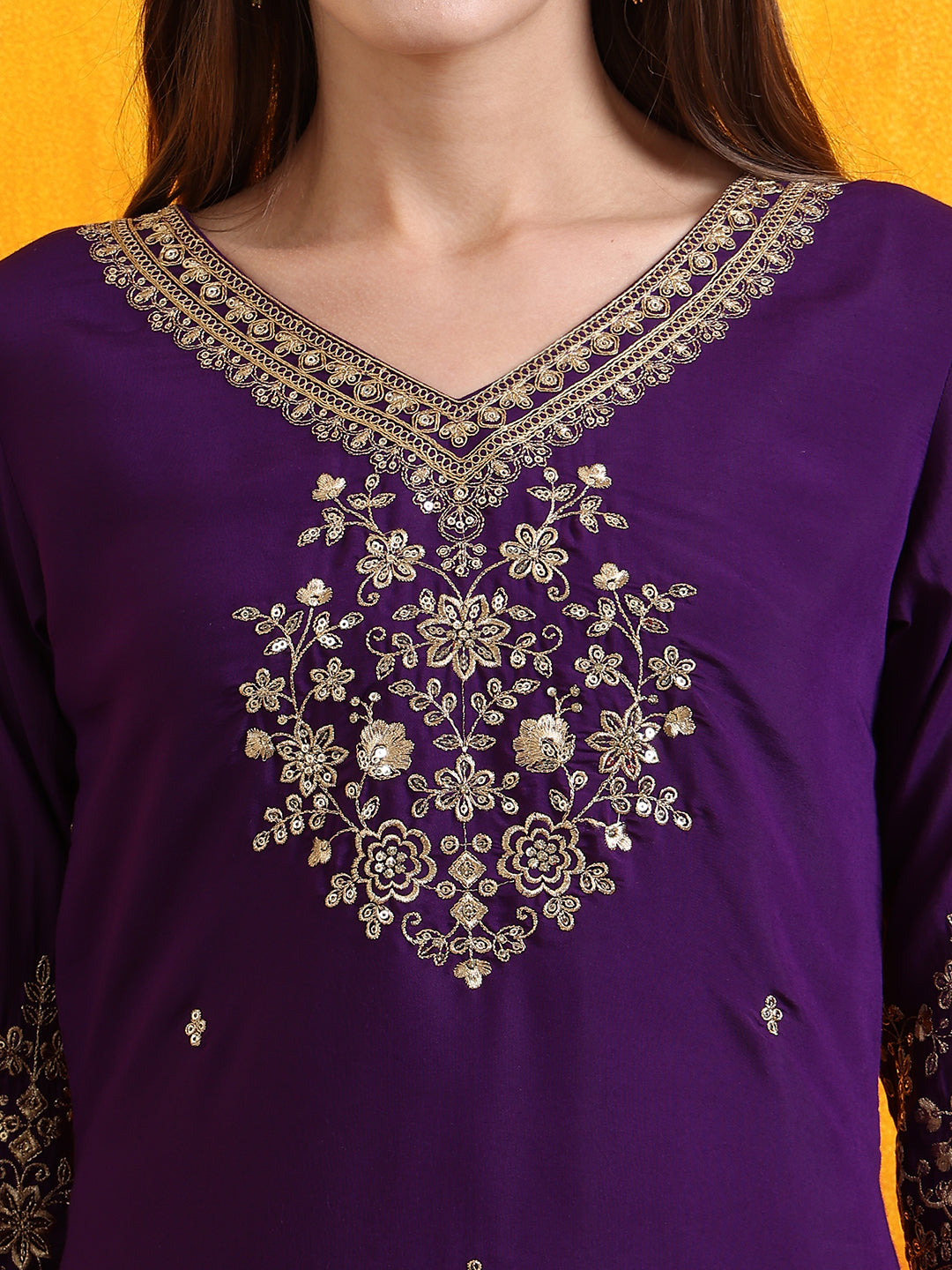 Sequined Embroidered Kurta with Pant & Embroidered Dupatta