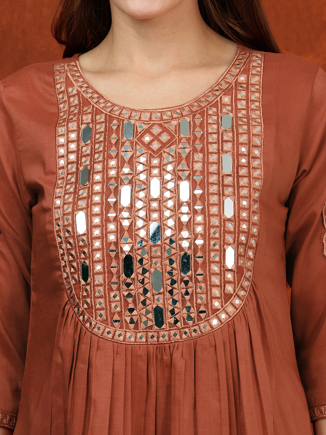 Mirror Embroidered Kurta with Pant & Embroidered Dupatta