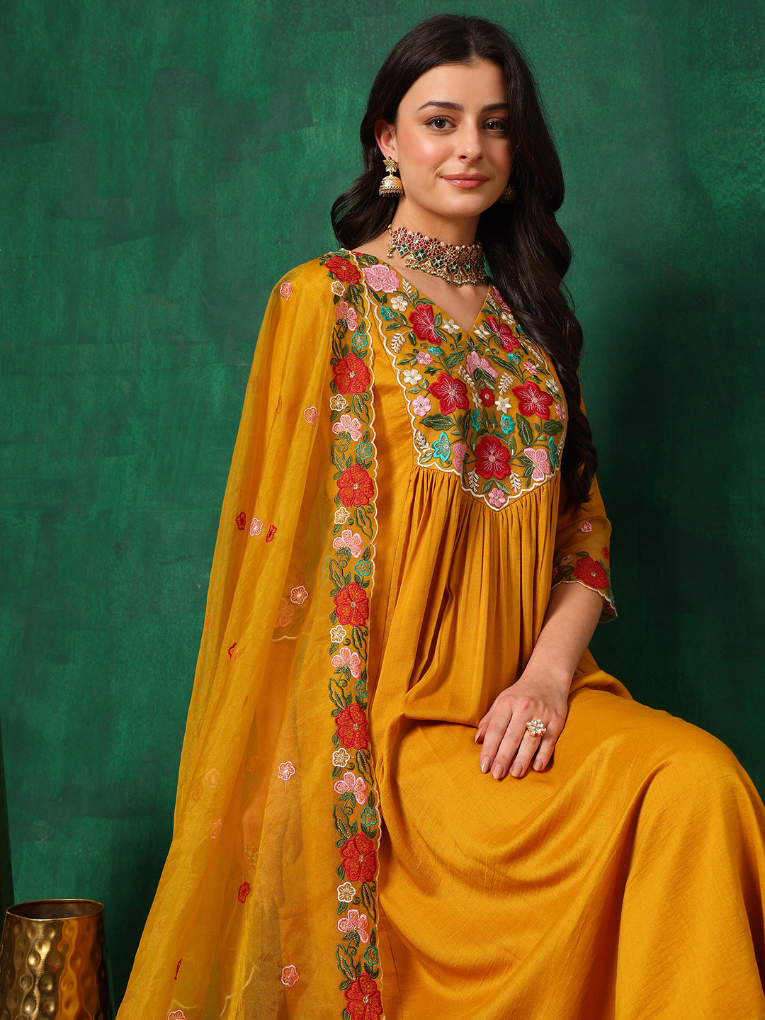 Aline Embroidered Kurta with Pant & Embroidered Dupatta