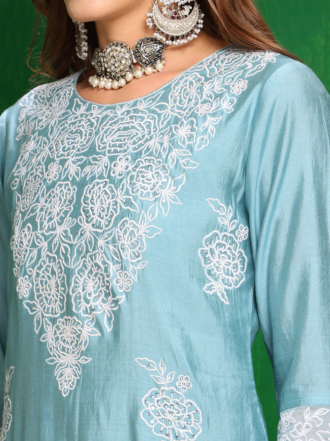 Embroidered Kurta with Pant & Dupatta