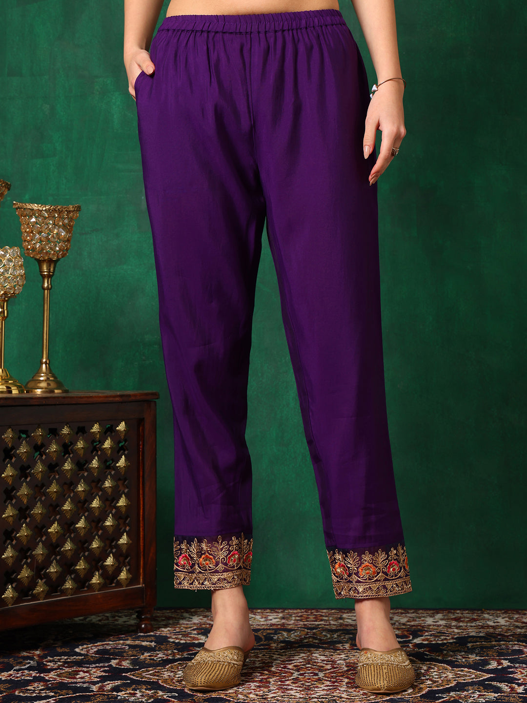 Embroidered Kurta with Pant & Embroidered Dupatta
