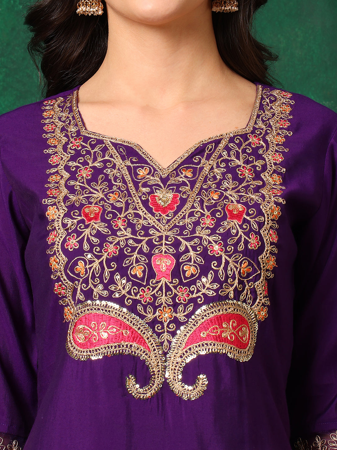 Embroidered Kurta with Pant & Embroidered Dupatta