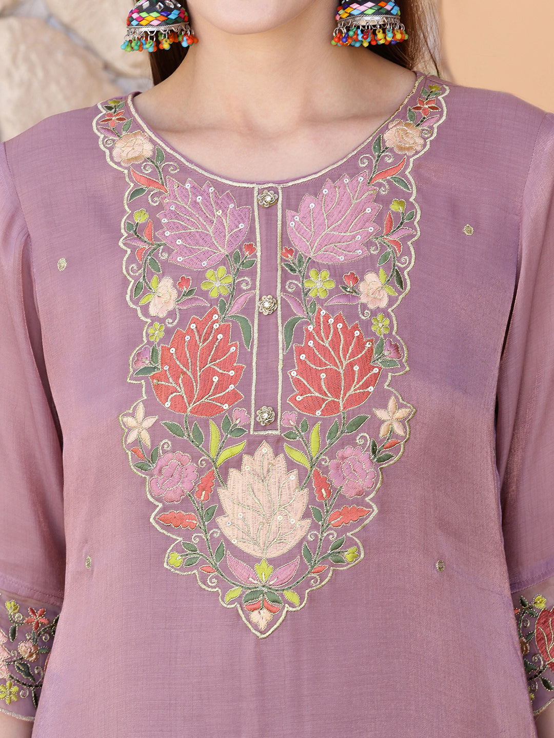 Embroidered Kurta with Pant & Embroidered Dupatta