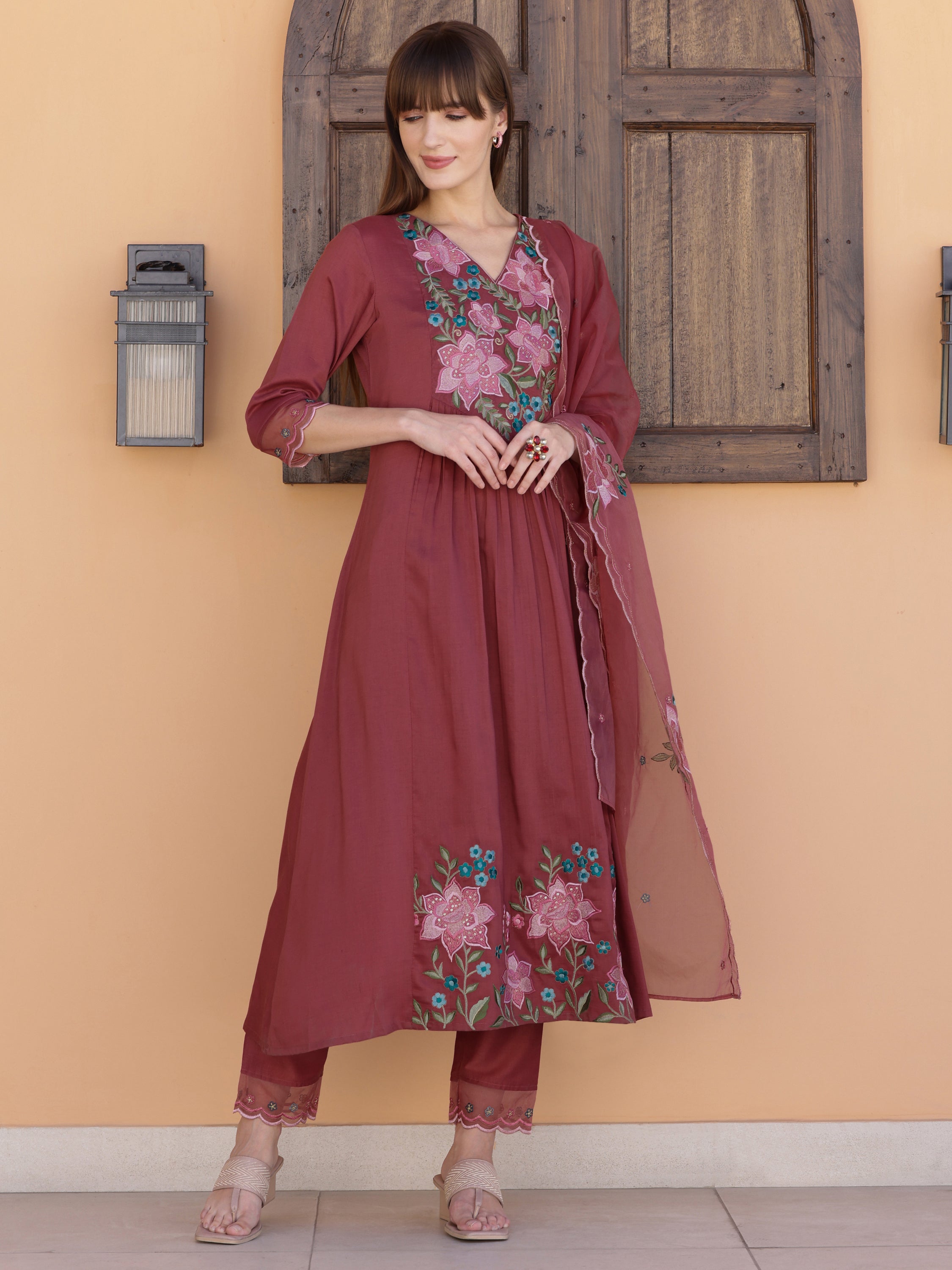 Aline Embroidered Kurta with Pant & Embroidered Dupatta