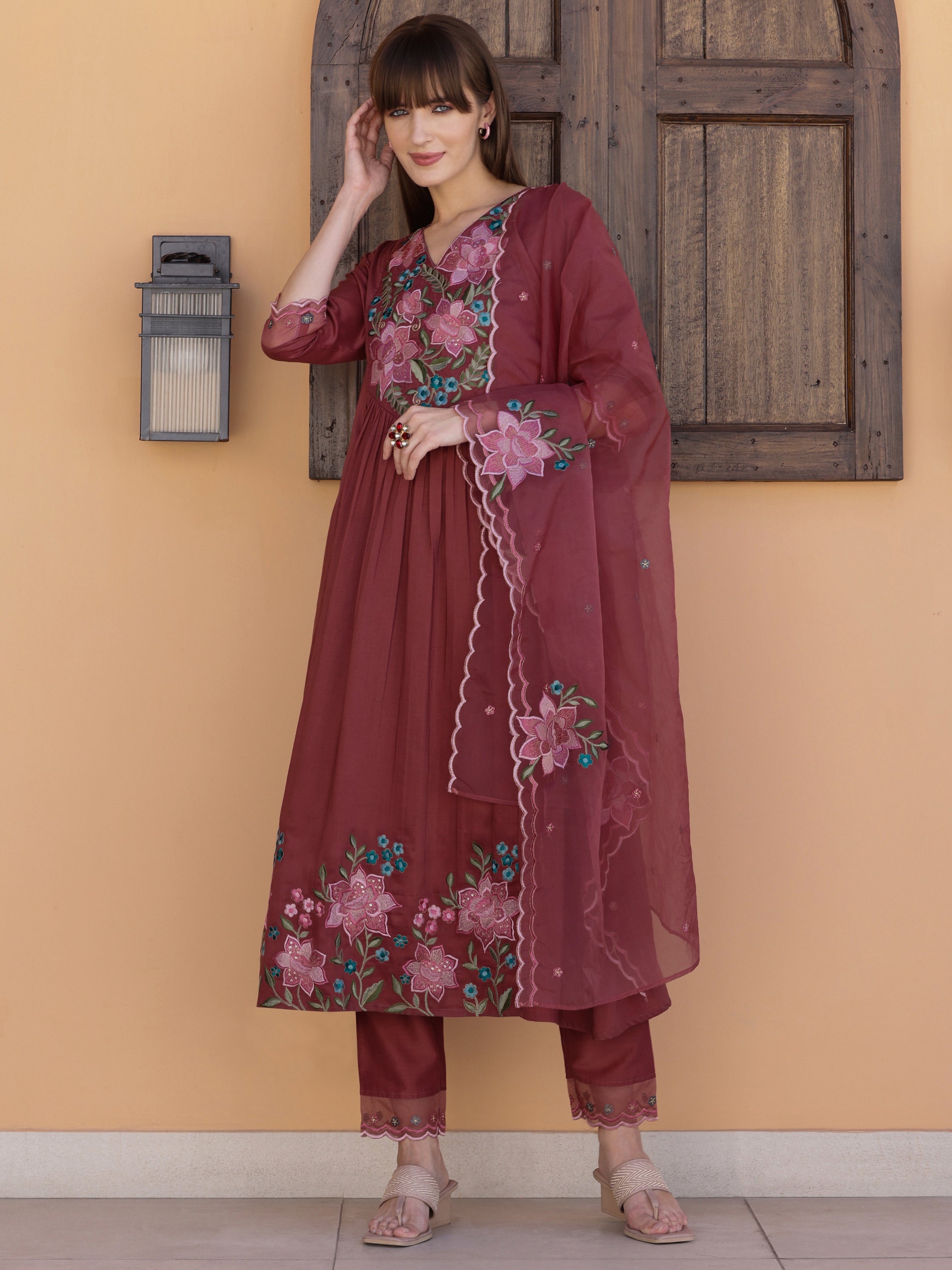 Aline Embroidered Kurta with Pant & Embroidered Dupatta