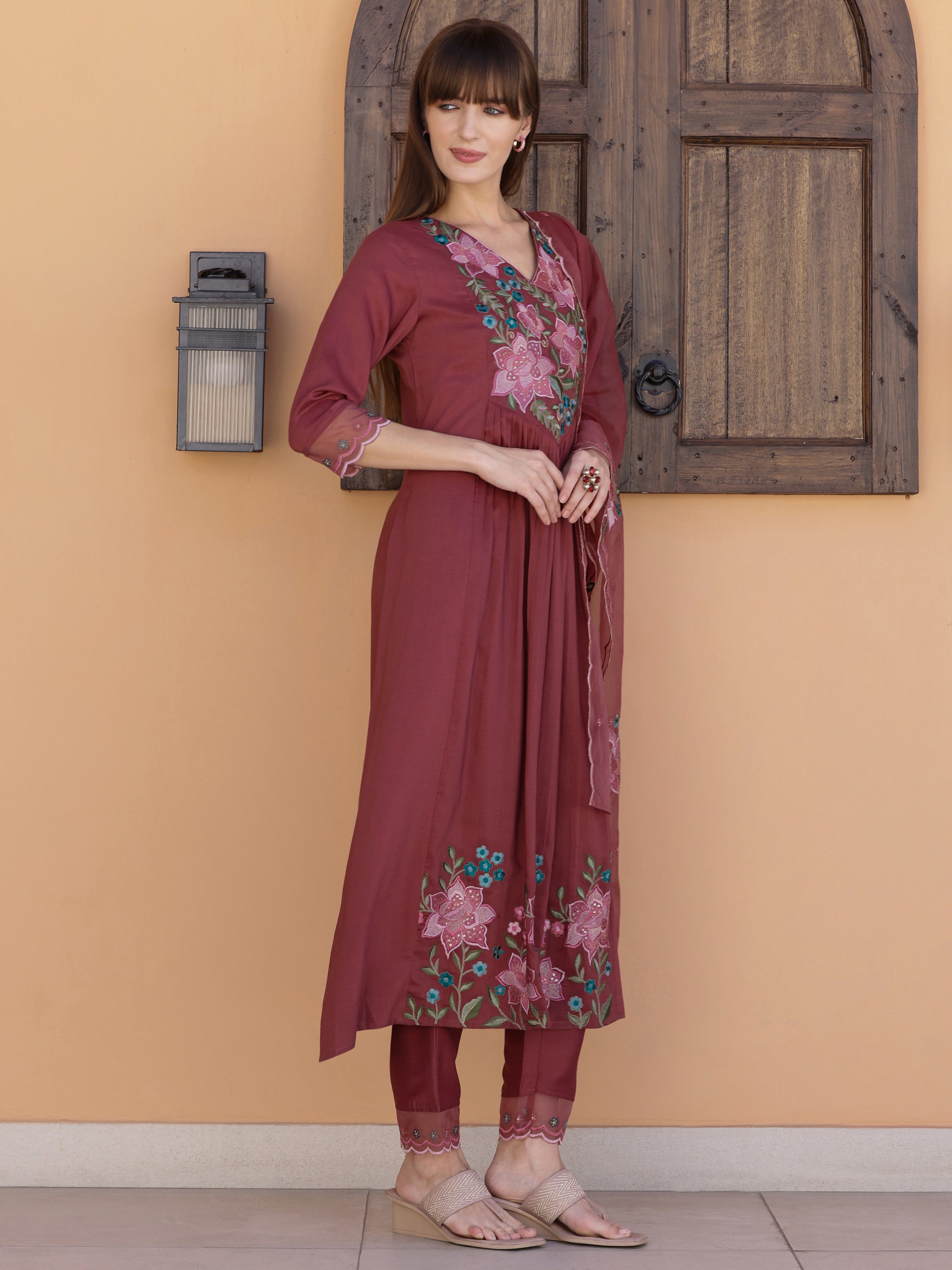 Aline Embroidered Kurta with Pant & Embroidered Dupatta