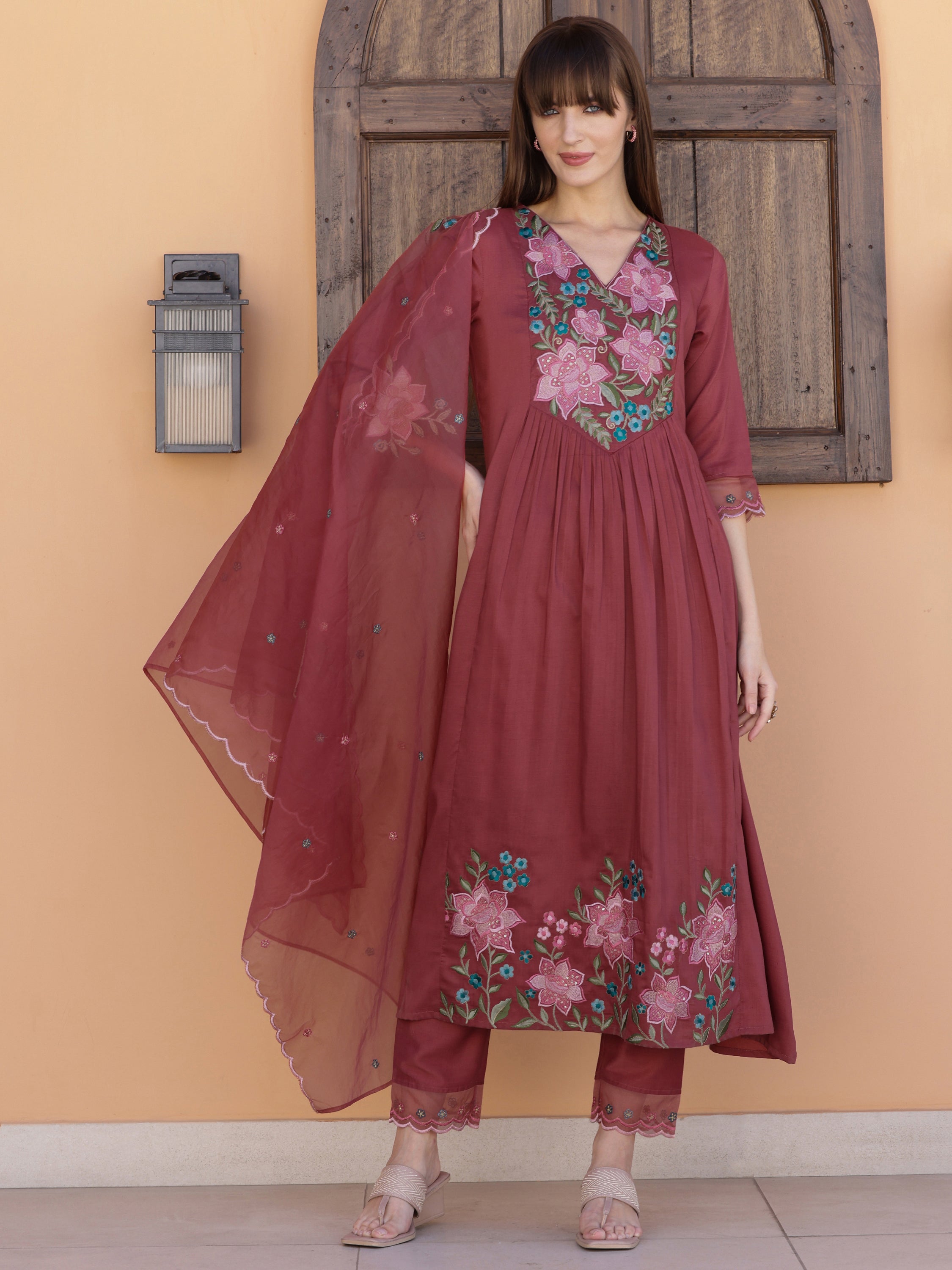 Aline Embroidered Kurta with Pant & Embroidered Dupatta