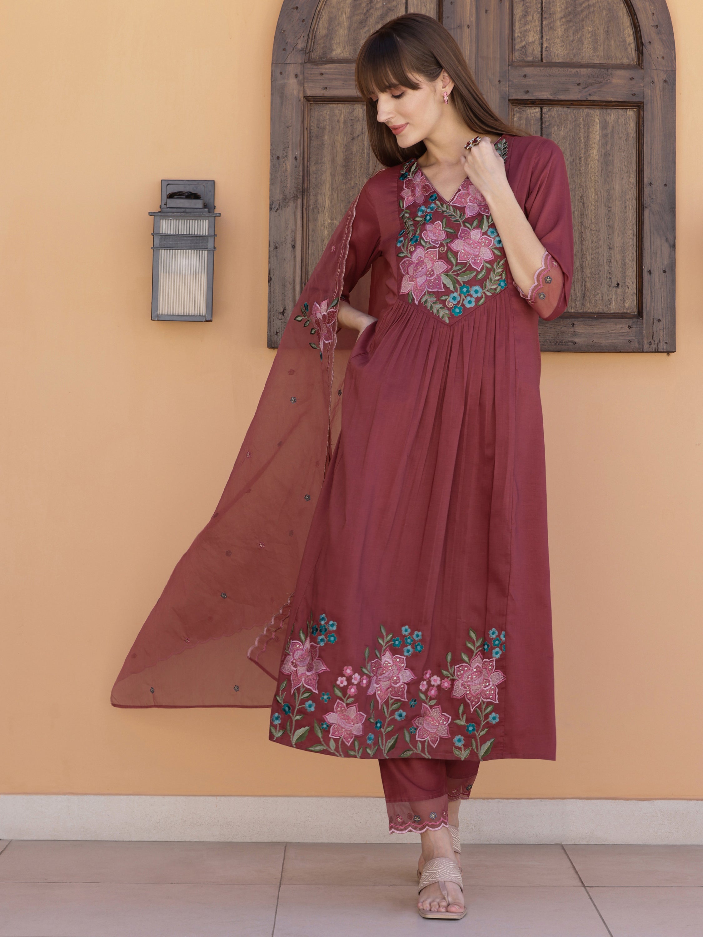 Aline Embroidered Kurta with Pant & Embroidered Dupatta