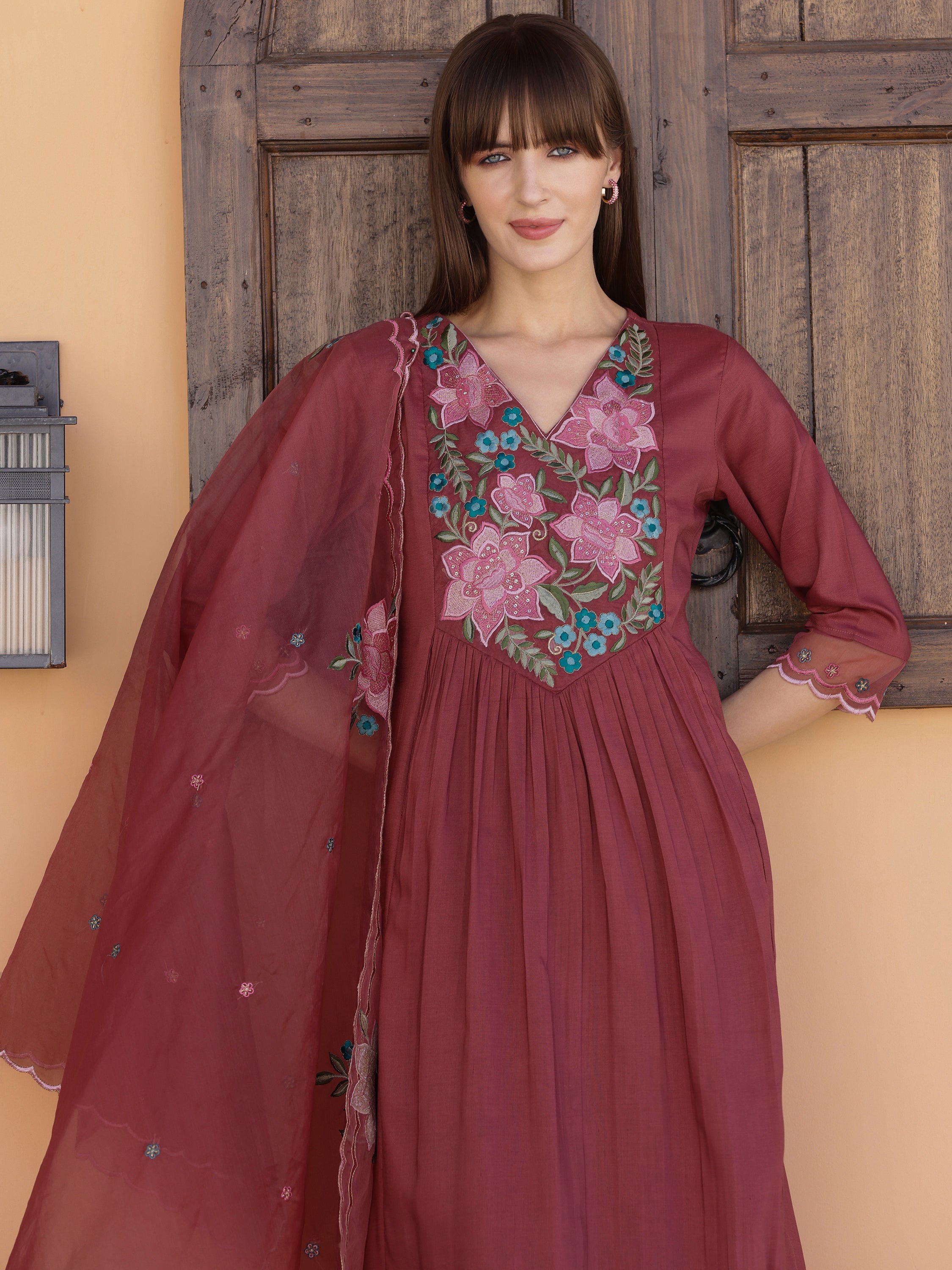 Aline Embroidered Kurta with Pant & Embroidered Dupatta