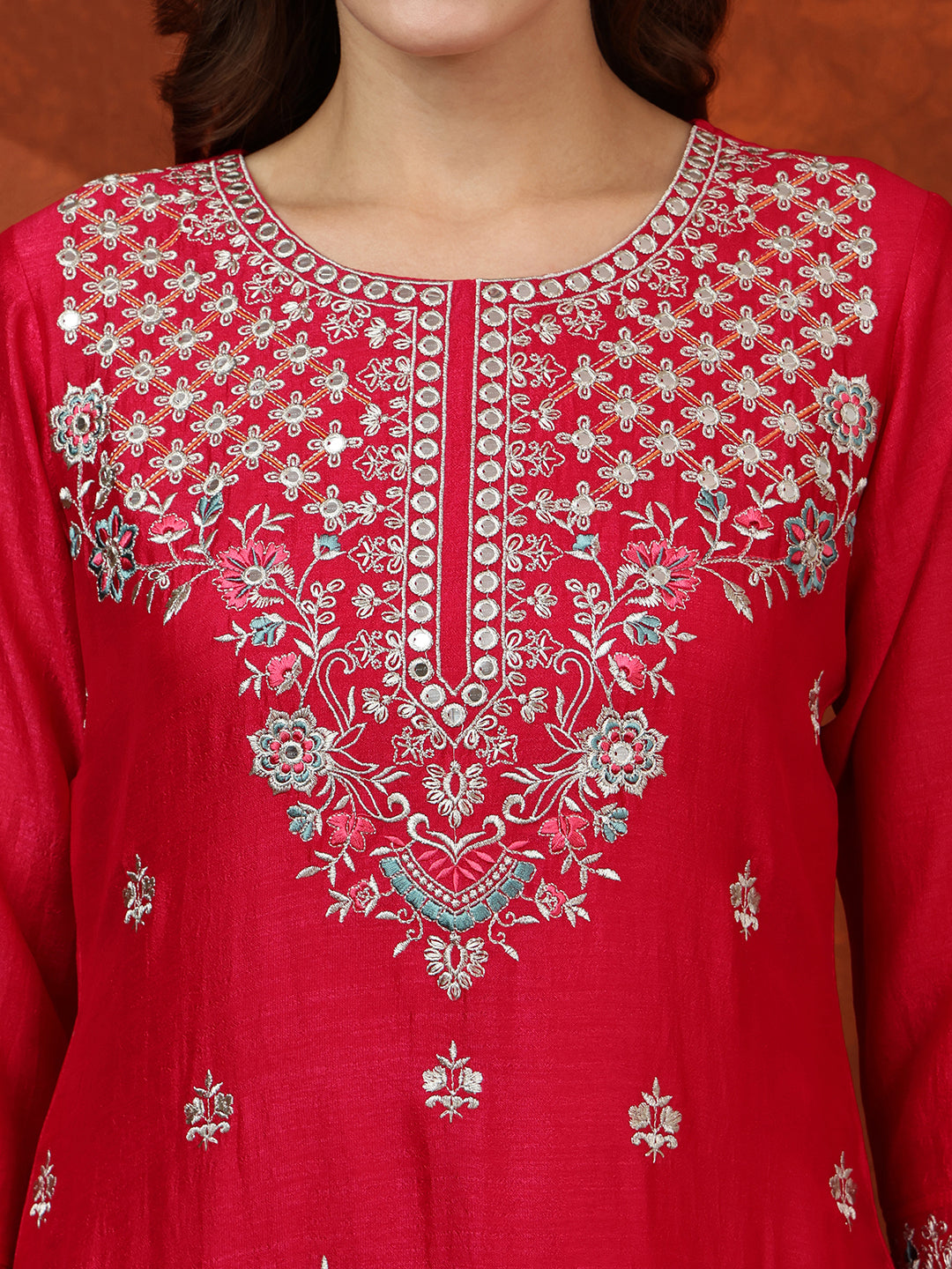 Embroidered Kurta with Pant & Embroidered Dupatta