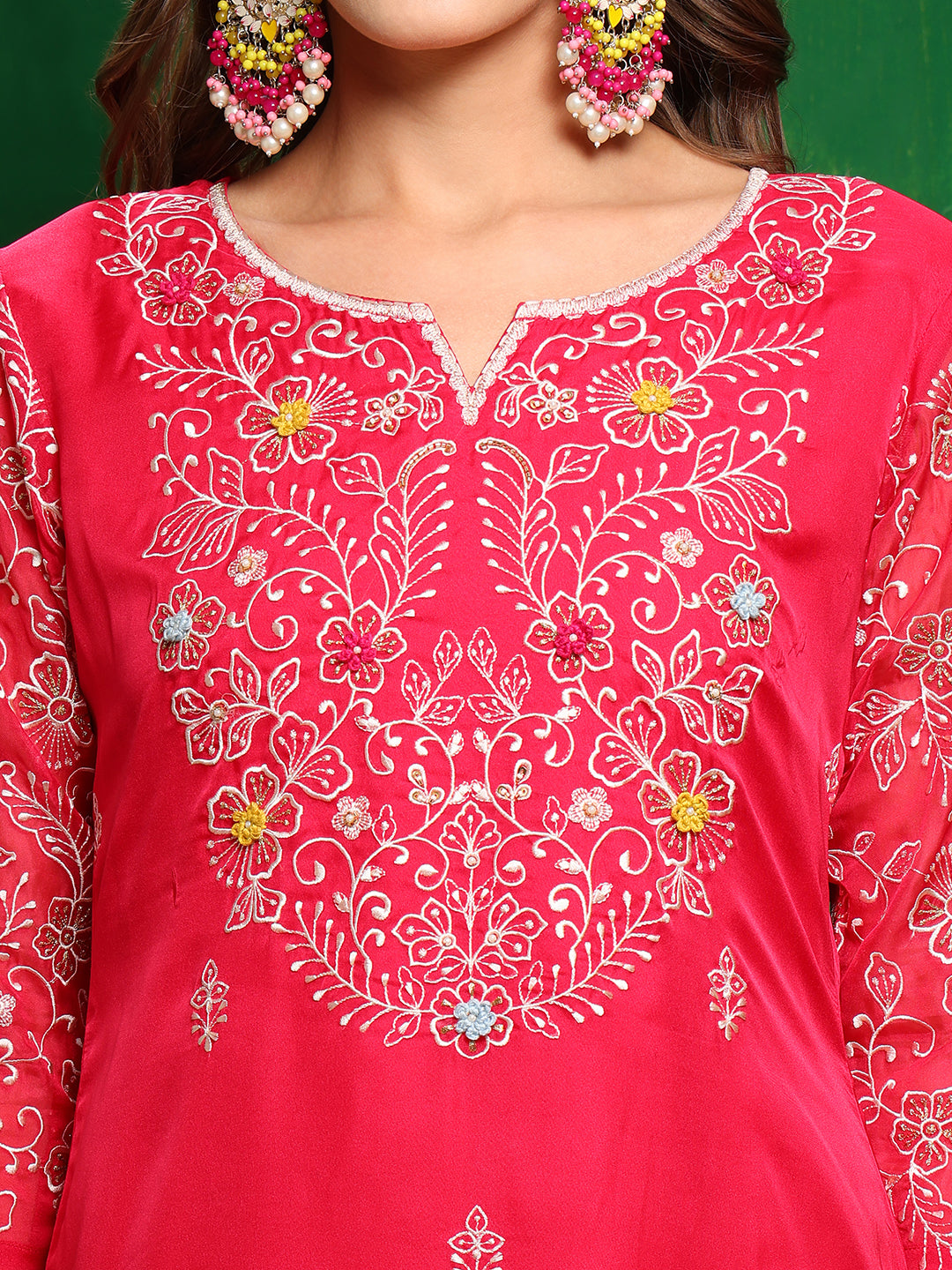 Hand Embroidered Kurta with Pant & Embroidered Dupatta
