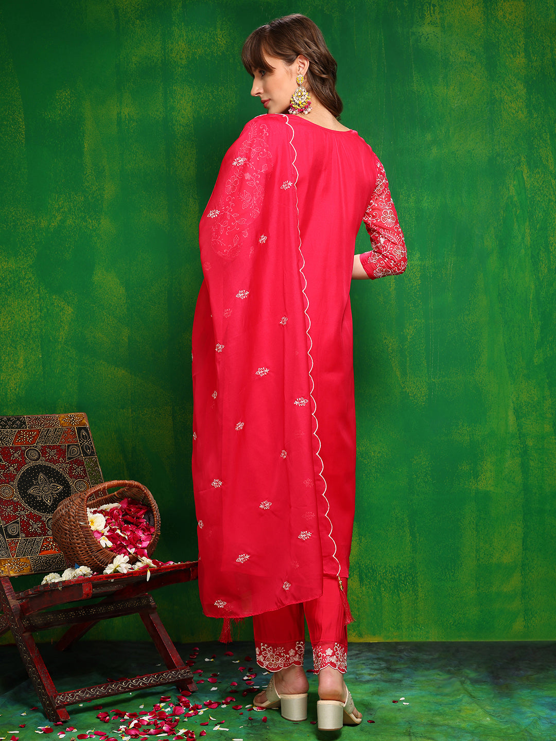 Hand Embroidered Kurta with Pant & Embroidered Dupatta