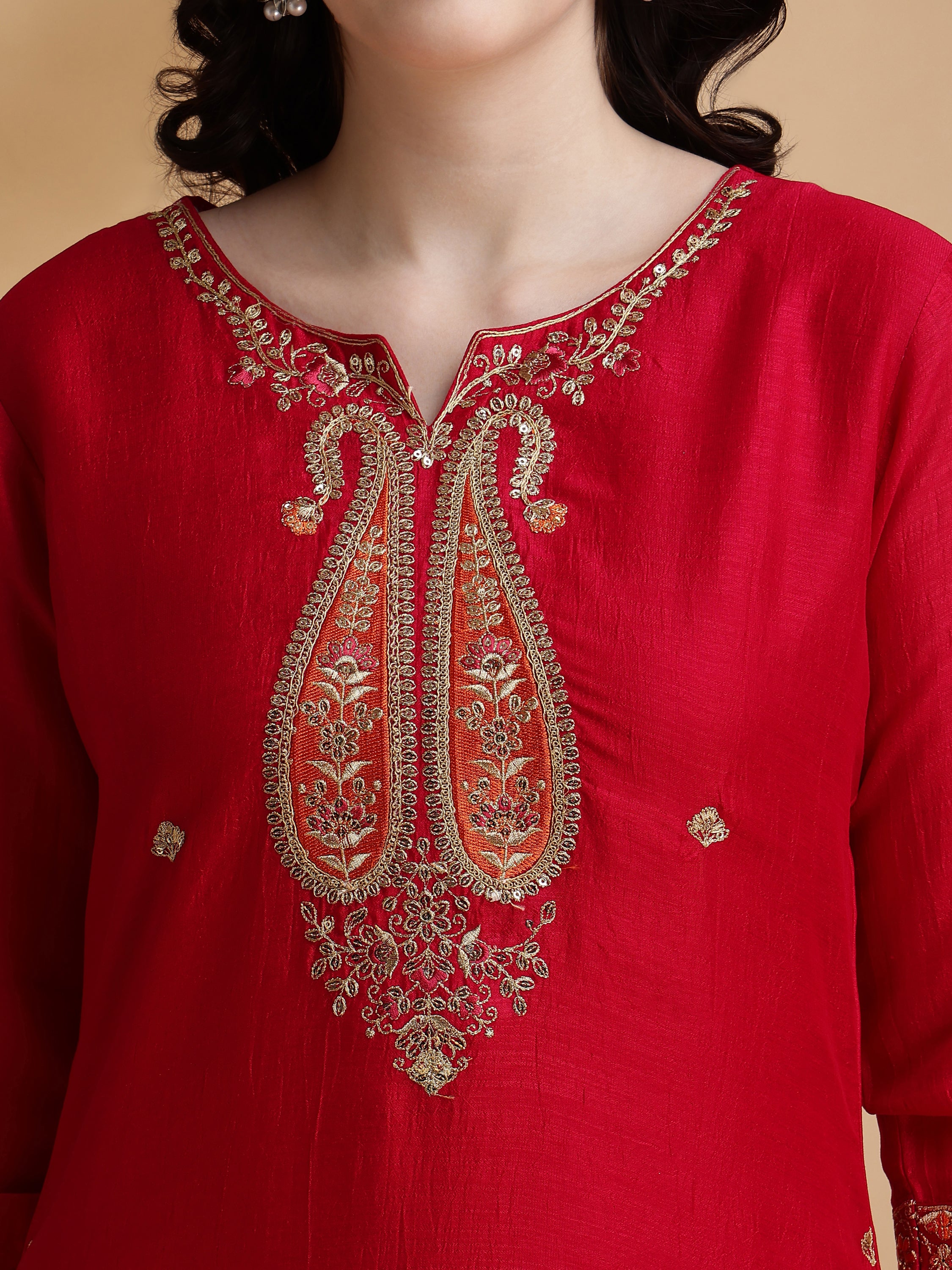 Embroidered Kurta with Pant & Embroidered Dupatta