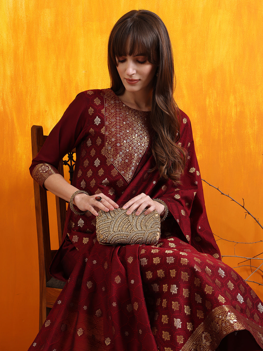 Banarasi Jacquard Kurta with pant & Banarasi jacquard Dupatta