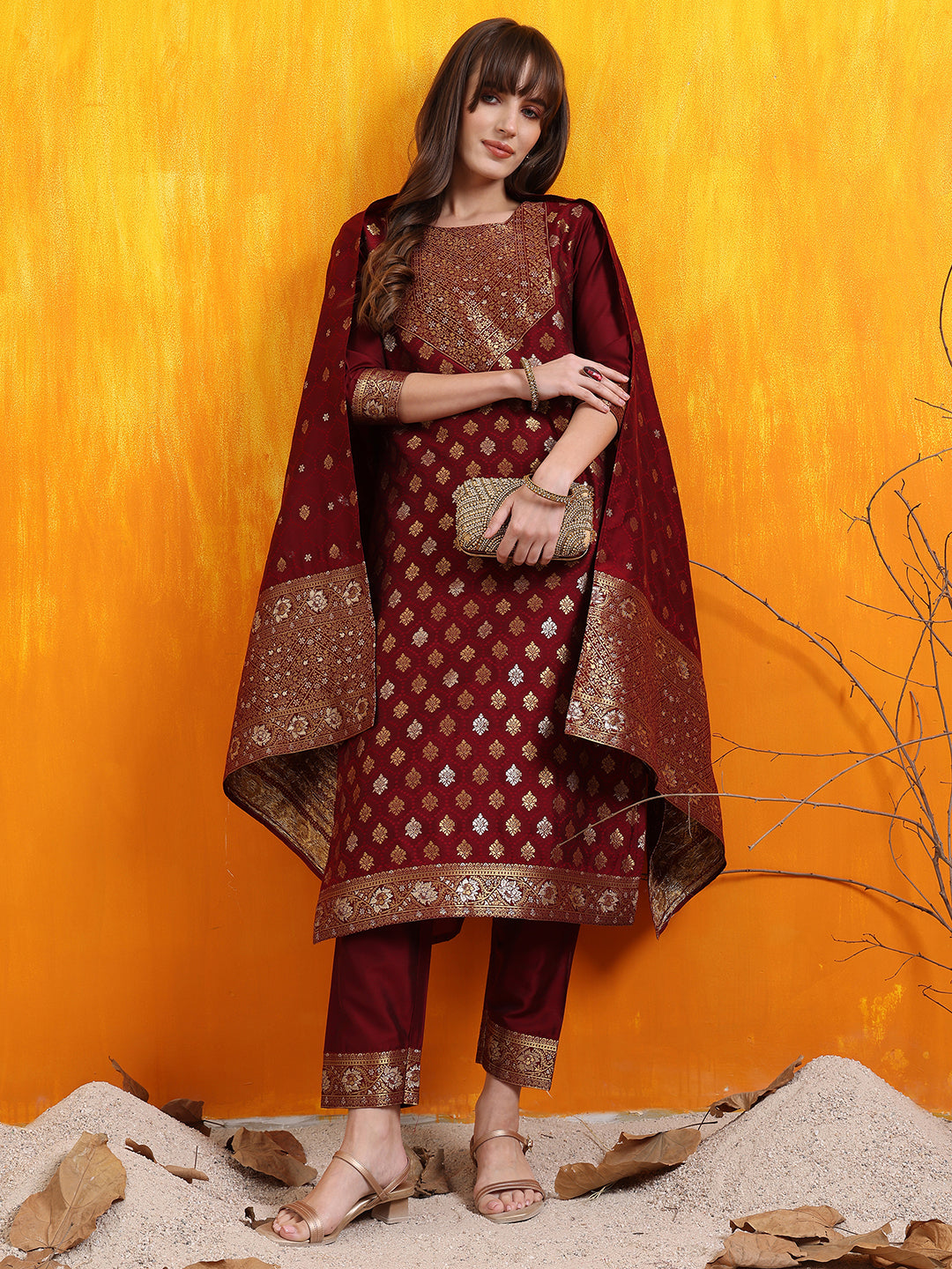 Banarasi Jacquard Kurta with pant & Banarasi jacquard Dupatta