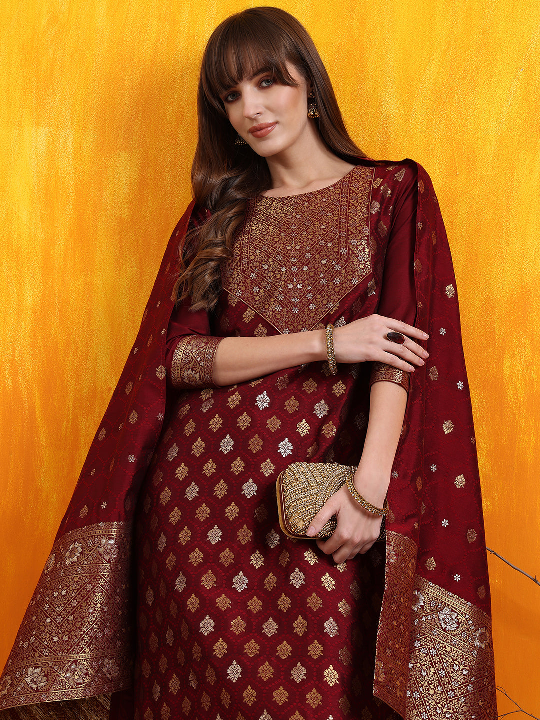 Banarasi Jacquard Kurta with pant & Banarasi jacquard Dupatta