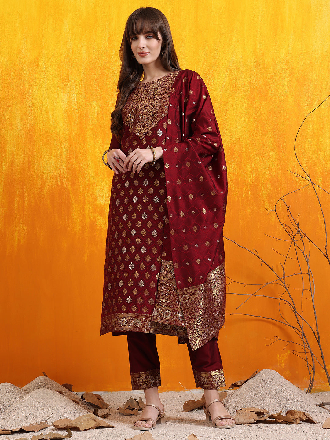 Banarasi Jacquard Kurta with pant & Banarasi jacquard Dupatta