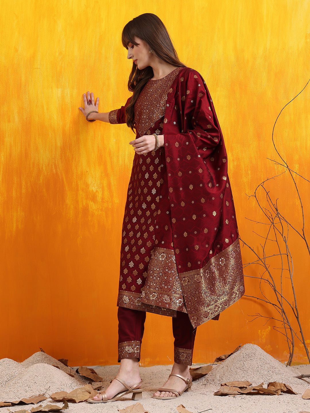 Banarasi Jacquard Kurta with pant & Banarasi jacquard Dupatta