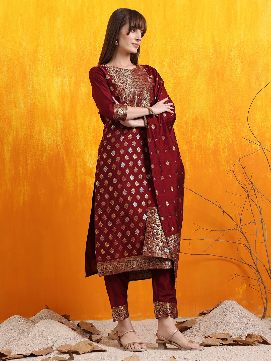 Banarasi Jacquard Kurta with pant & Banarasi jacquard Dupatta