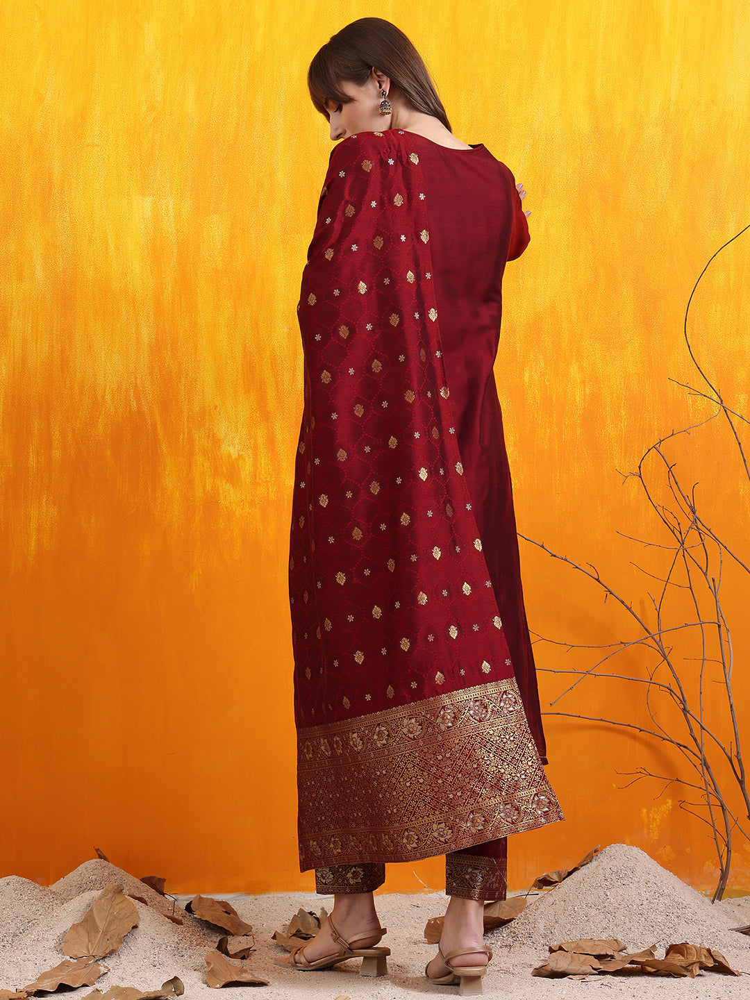 Banarasi Jacquard Kurta with pant & Banarasi jacquard Dupatta