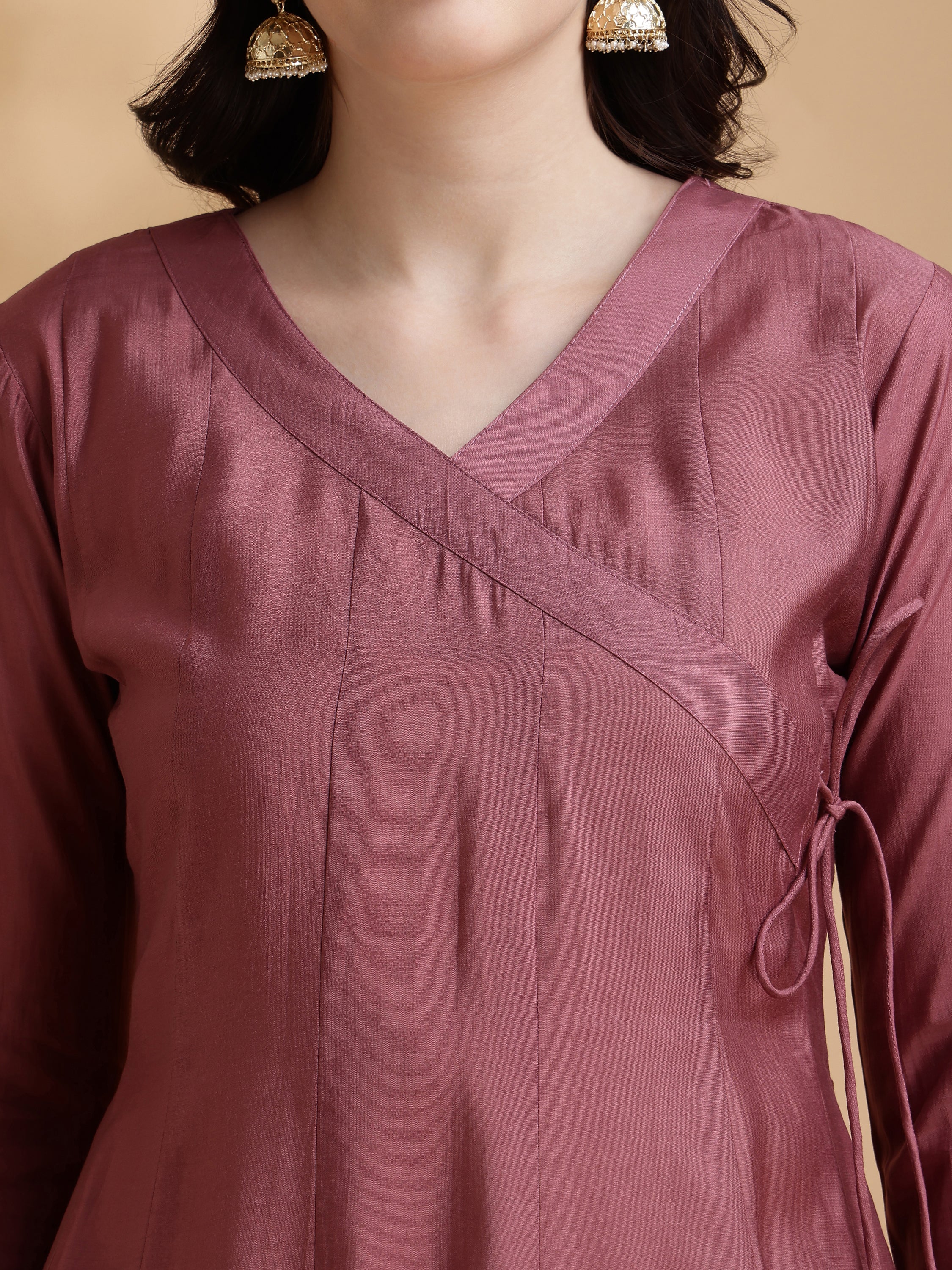 Angarkha Style Kurta with Pant & Embroidered Organza Dupatta