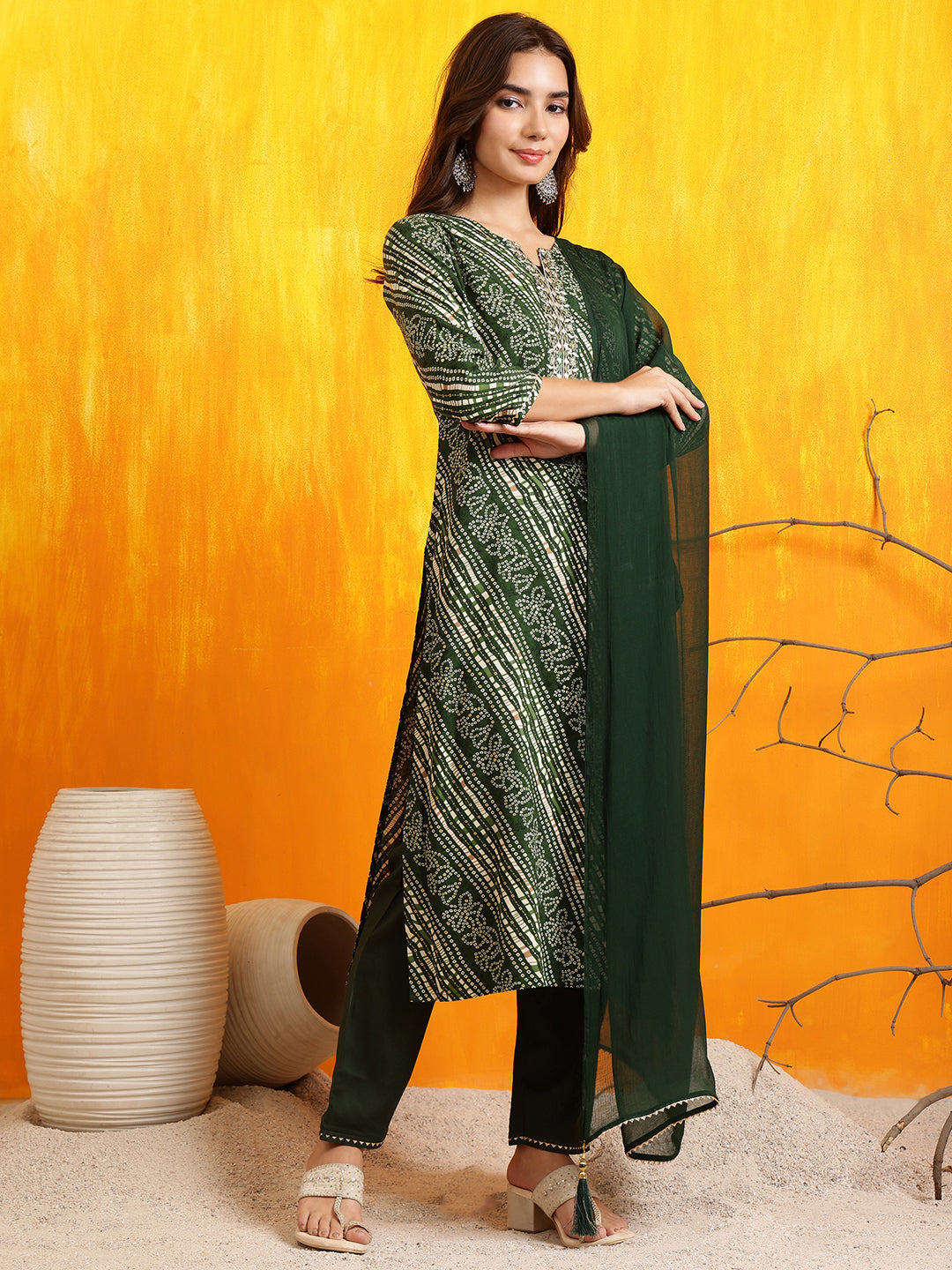 Embroidered Kurta with Pant & Dupatta