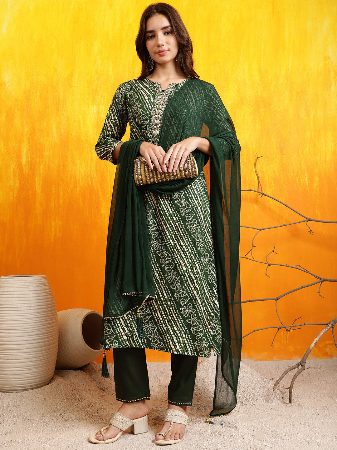 Embroidered Kurta with Pant & Dupatta