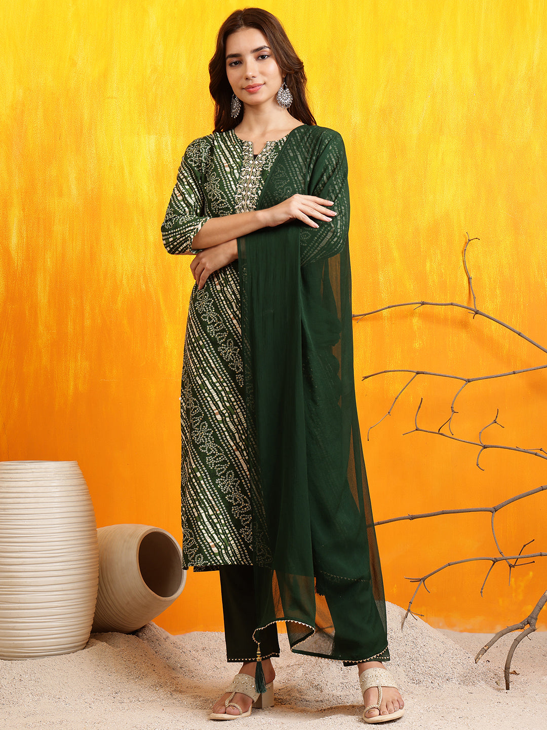 Embroidered Kurta with Pant & Dupatta
