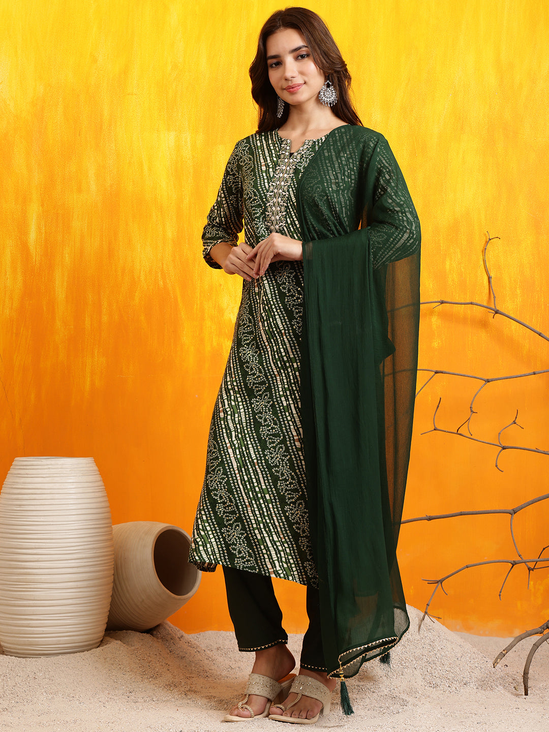 Embroidered Kurta with Pant & Dupatta