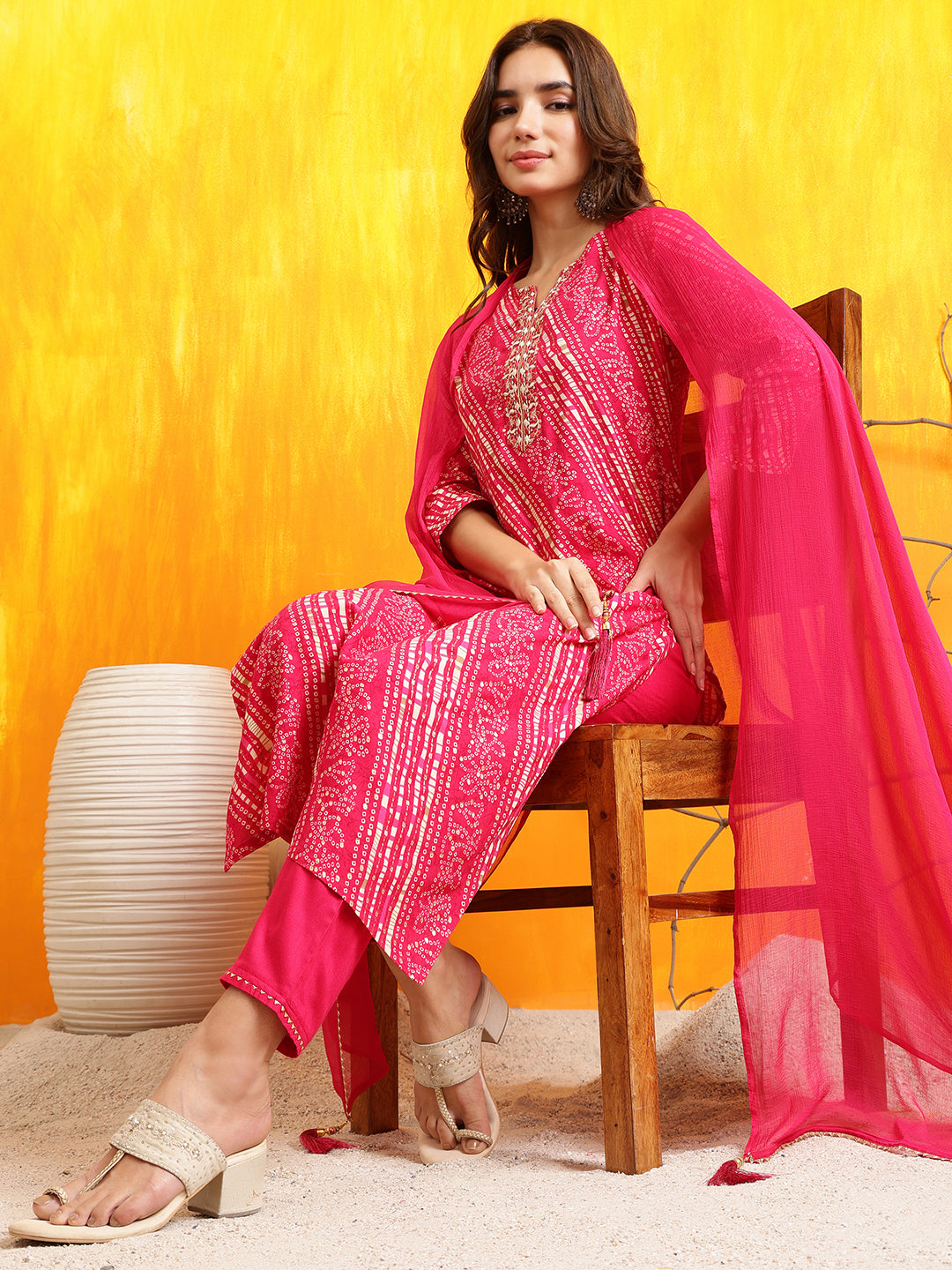 Embroidered Kurta with Pant & Dupatta