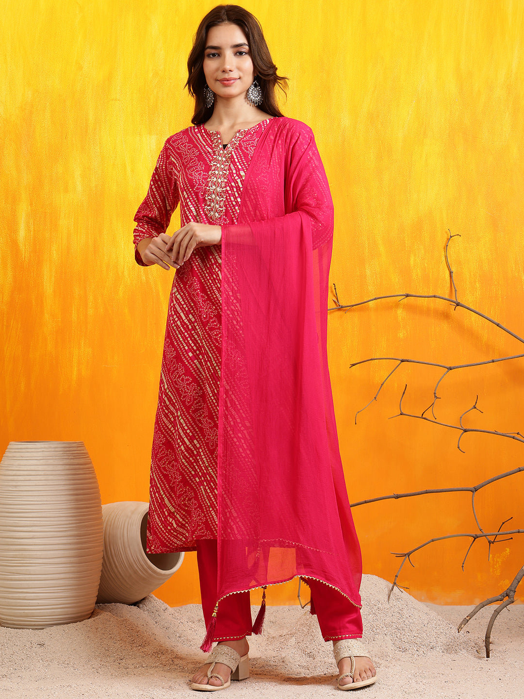 Embroidered Kurta with Pant & Dupatta
