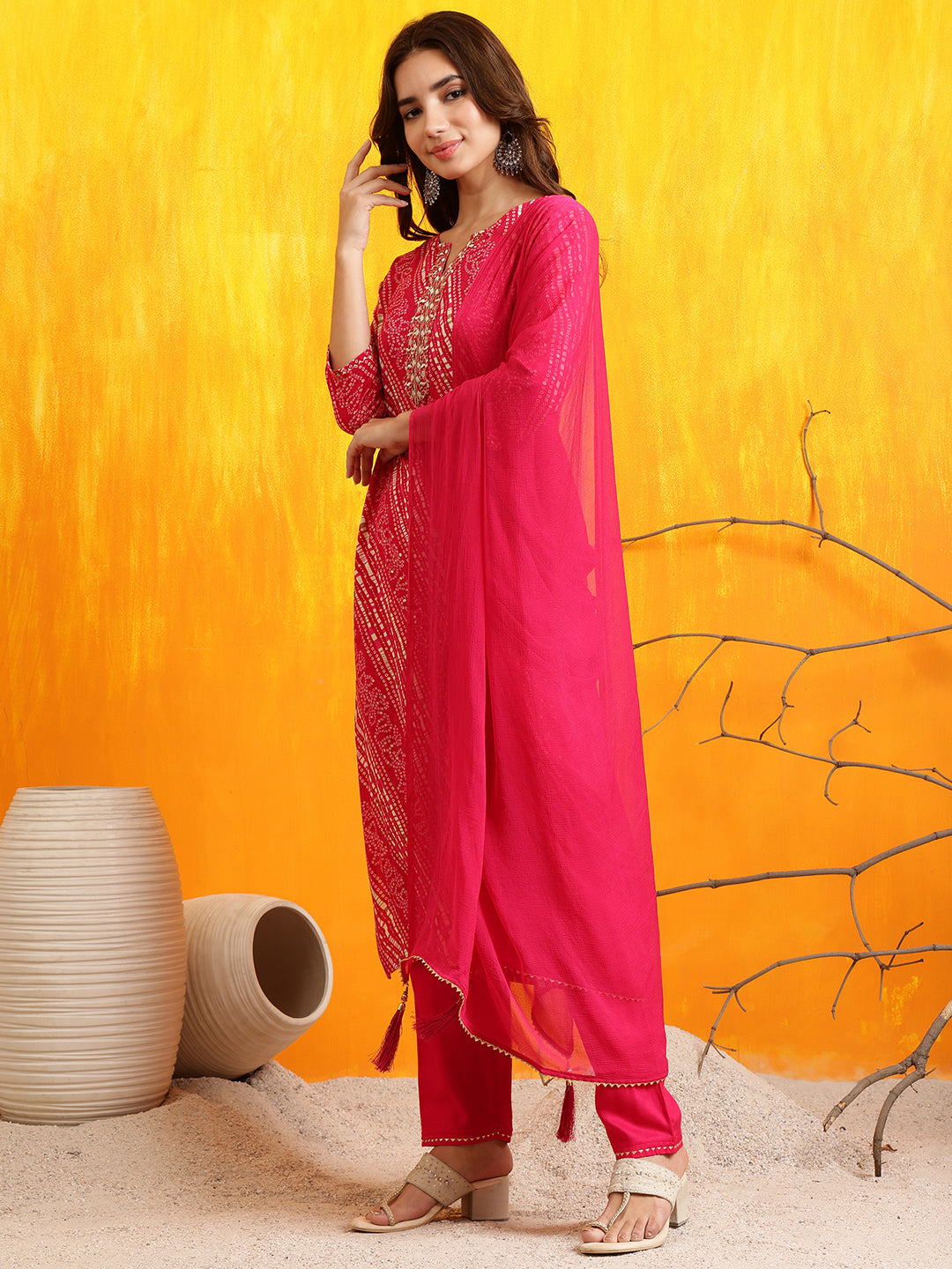 Embroidered Kurta with Pant & Dupatta