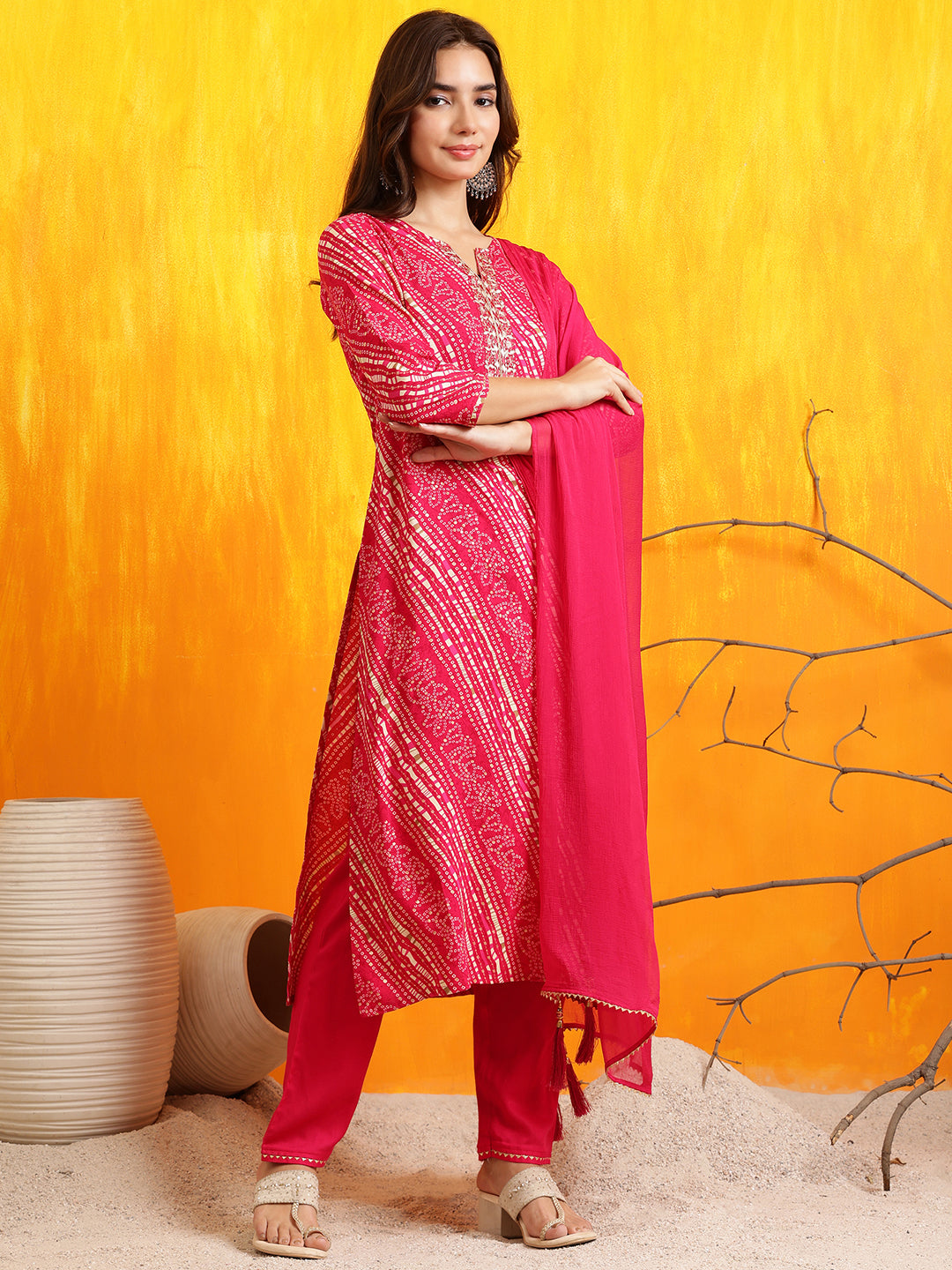 Embroidered Kurta with Pant & Dupatta