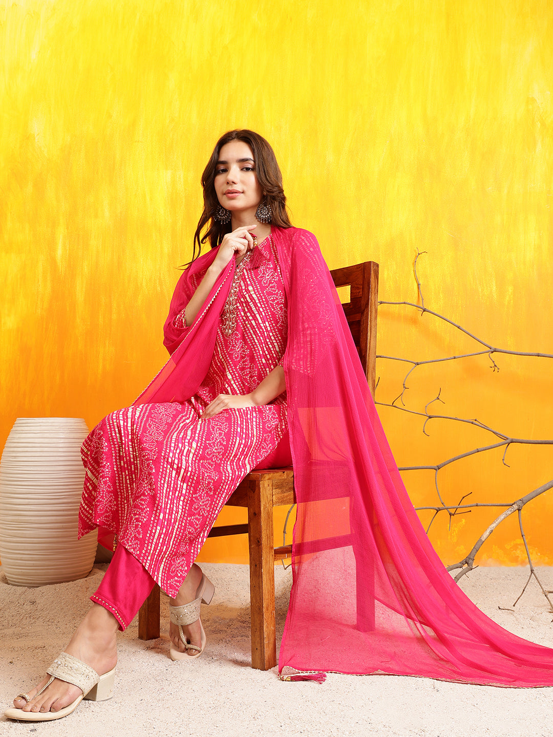 Embroidered Kurta with Pant & Dupatta