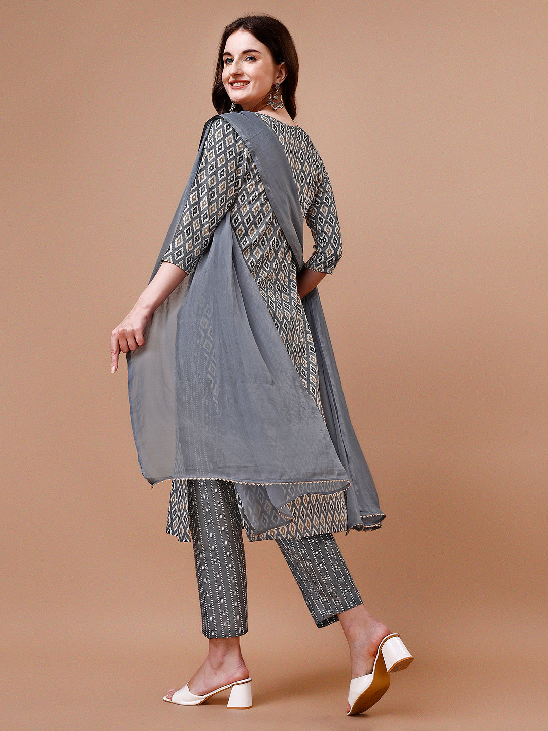 Ethnic Motifs Printed Cotton Kurta with pant & dupatta