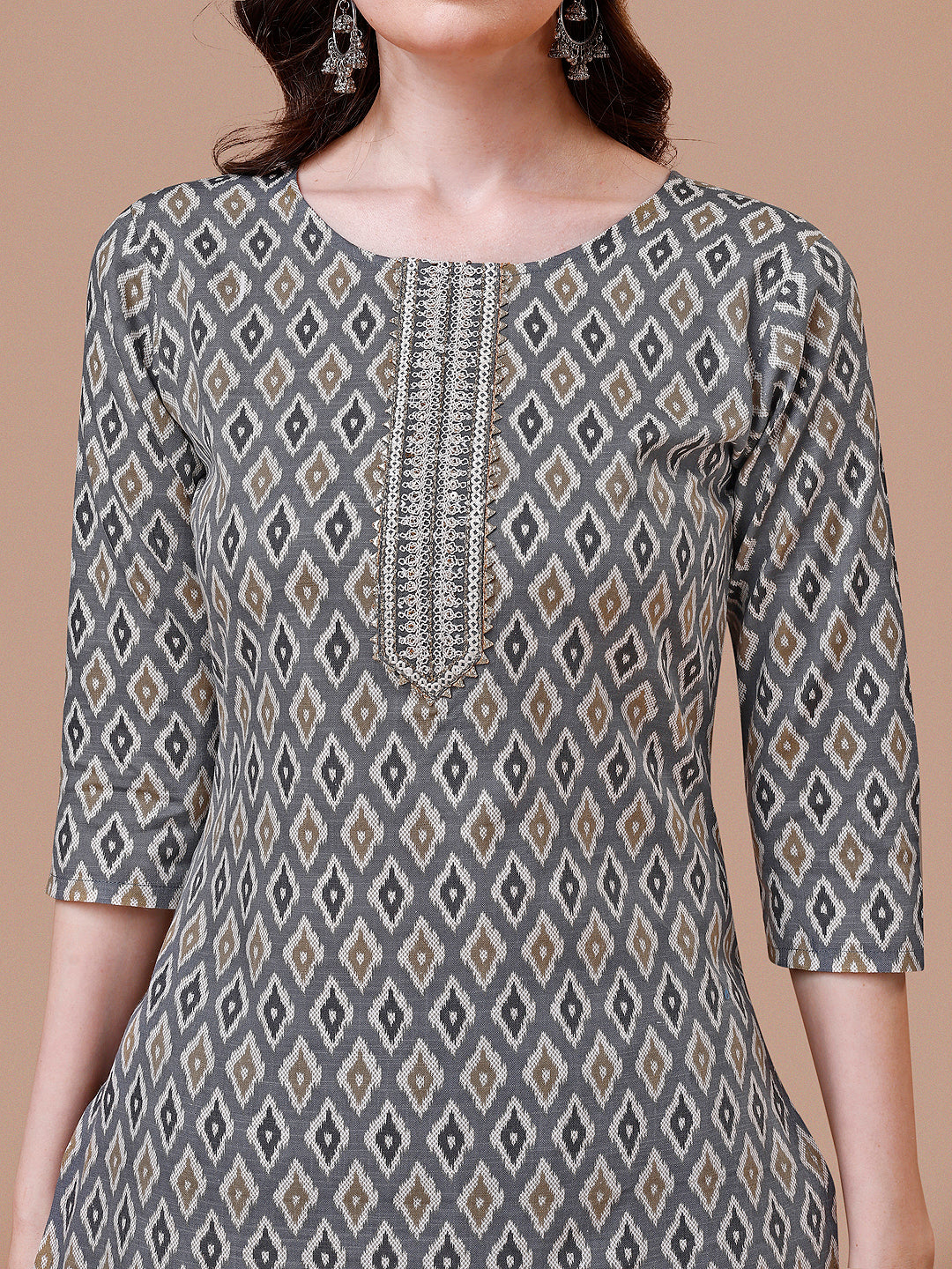 Ethnic Motifs Printed Cotton Kurta with pant & dupatta