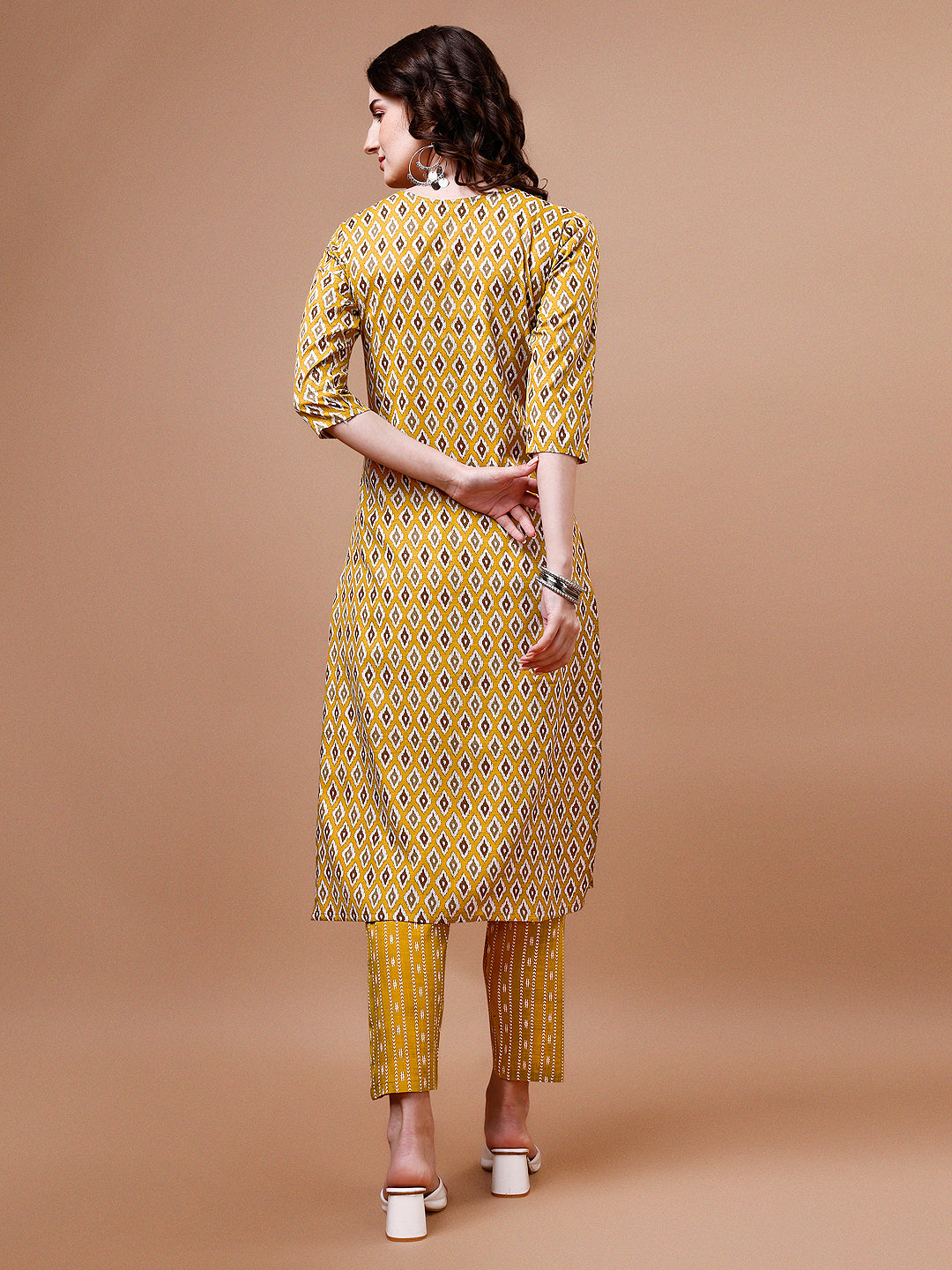 Ethnic Motifs Printed Cotton Kurta with pant & dupatta